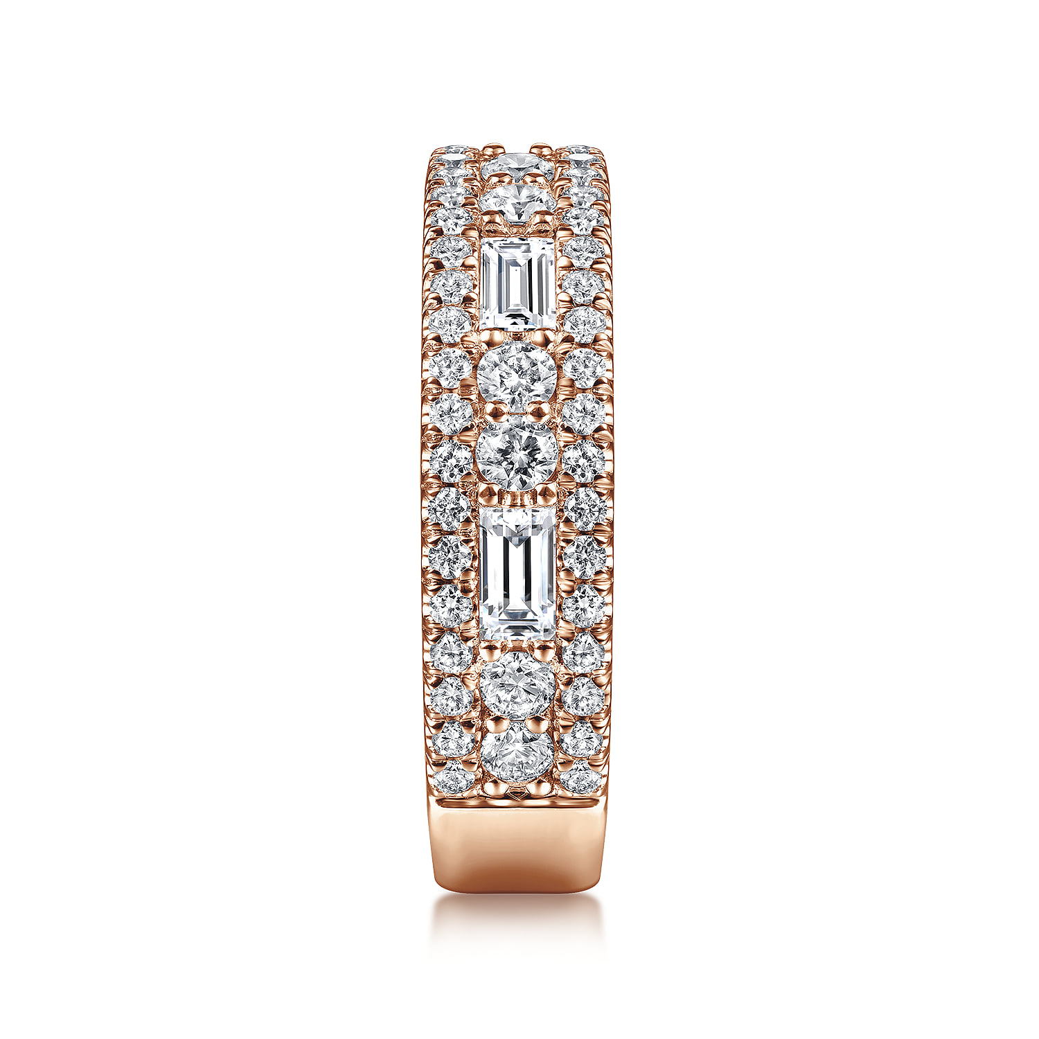 Wide and Baguette Diamond Anniversary Band in 14K Rose Gold, photograph 4