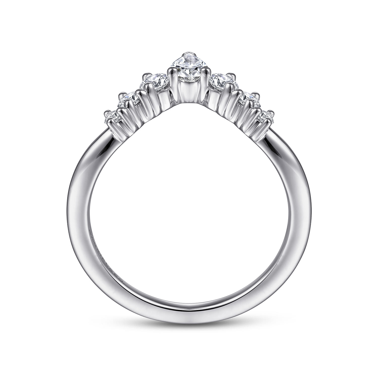 Curved and RoundDiamond Anniversary Band in Platinum, photograph 2