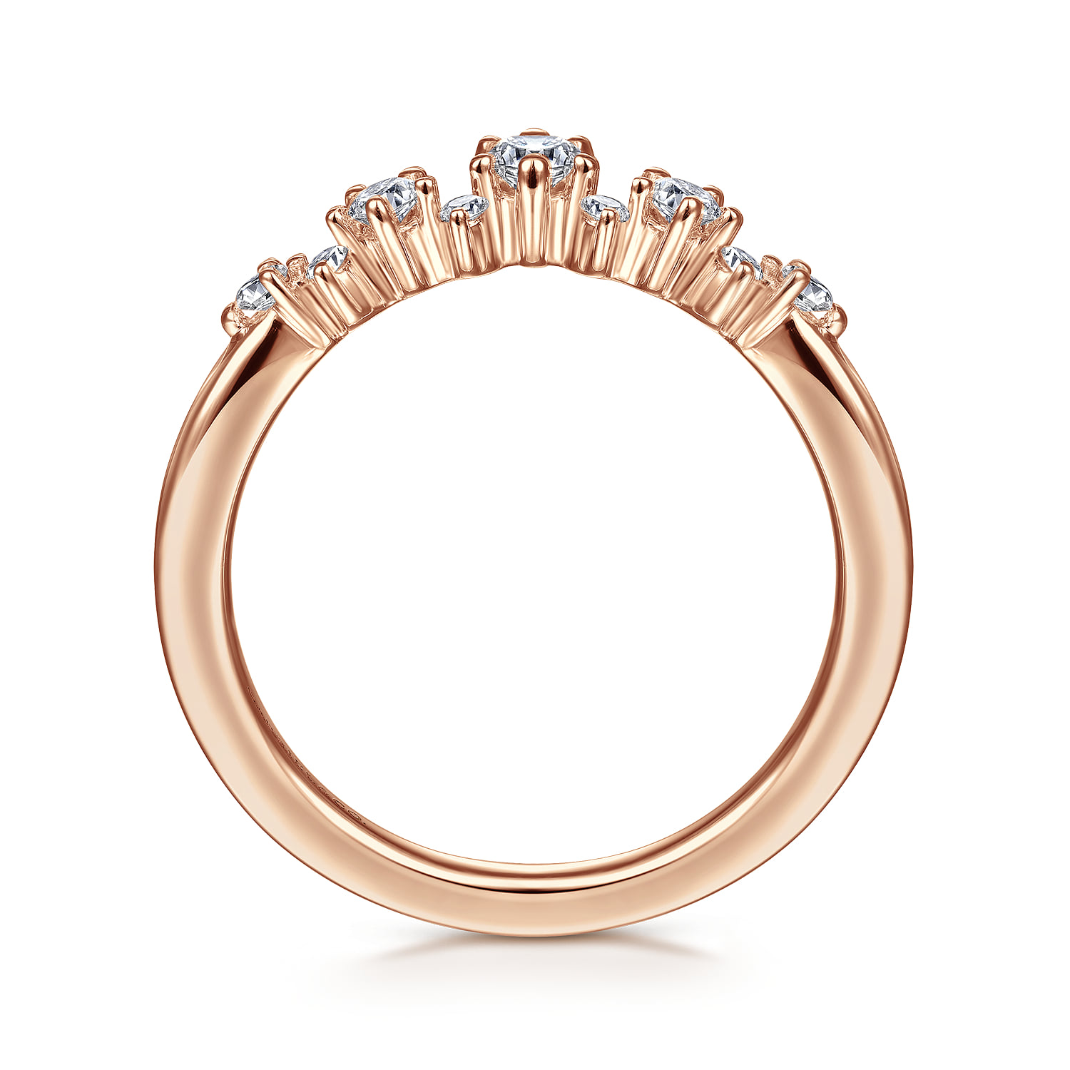 Curved Diamond Anniversary Band in 14K Rose Gold, photograph 2