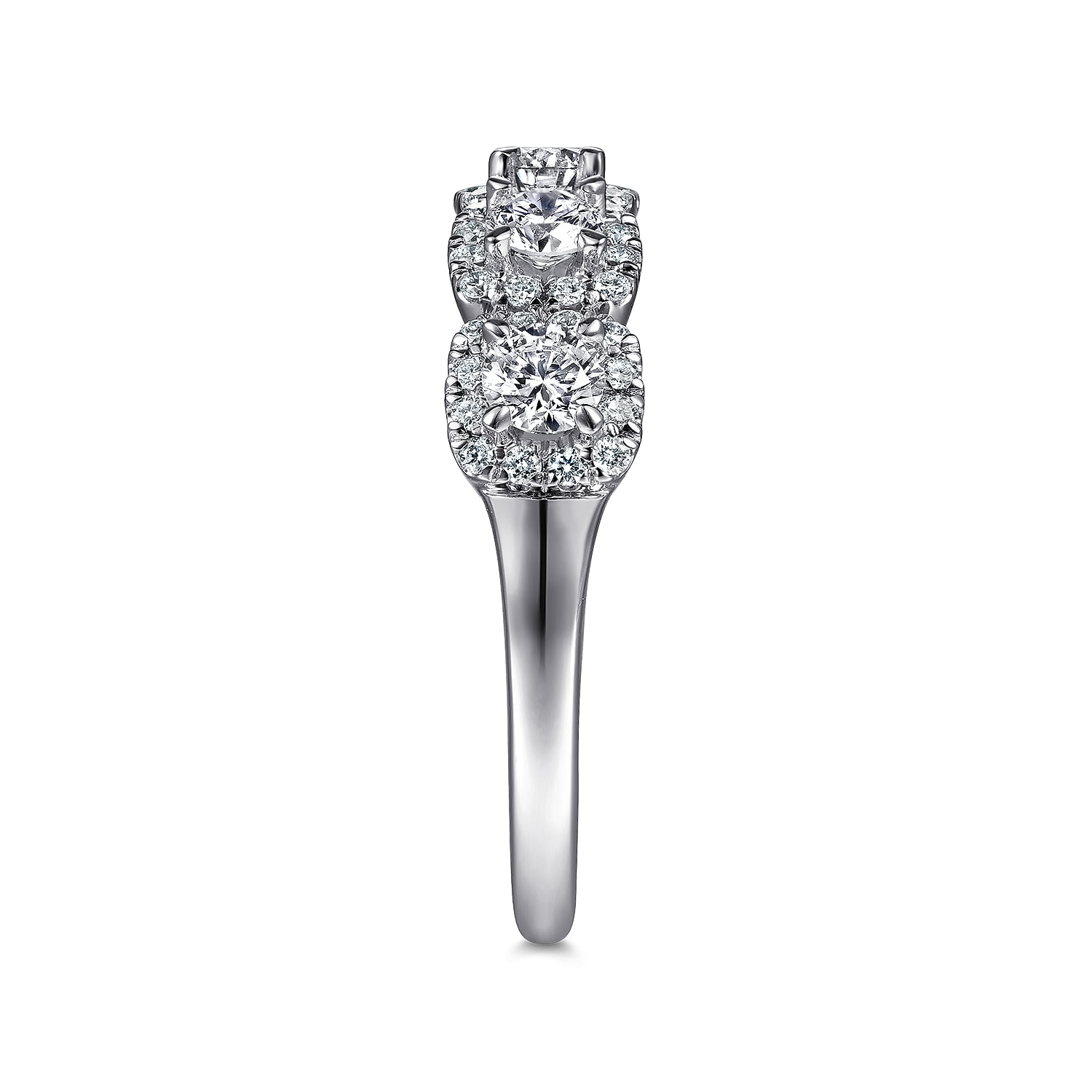 Diamond Halo Station Anniversary Band in 14K White Gold, photograph 4