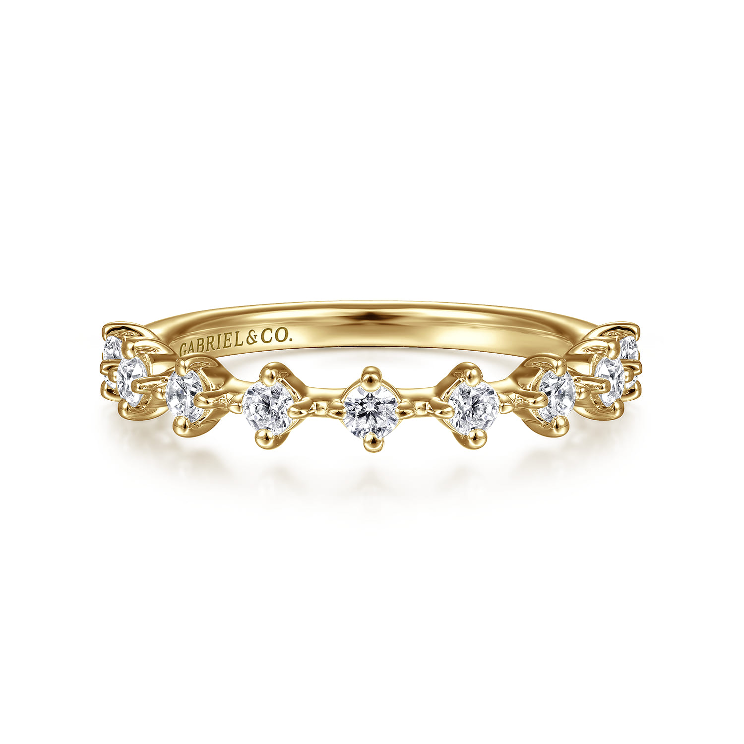 Single Prong Diamond Anniversary Band in 14K Yellow Gold