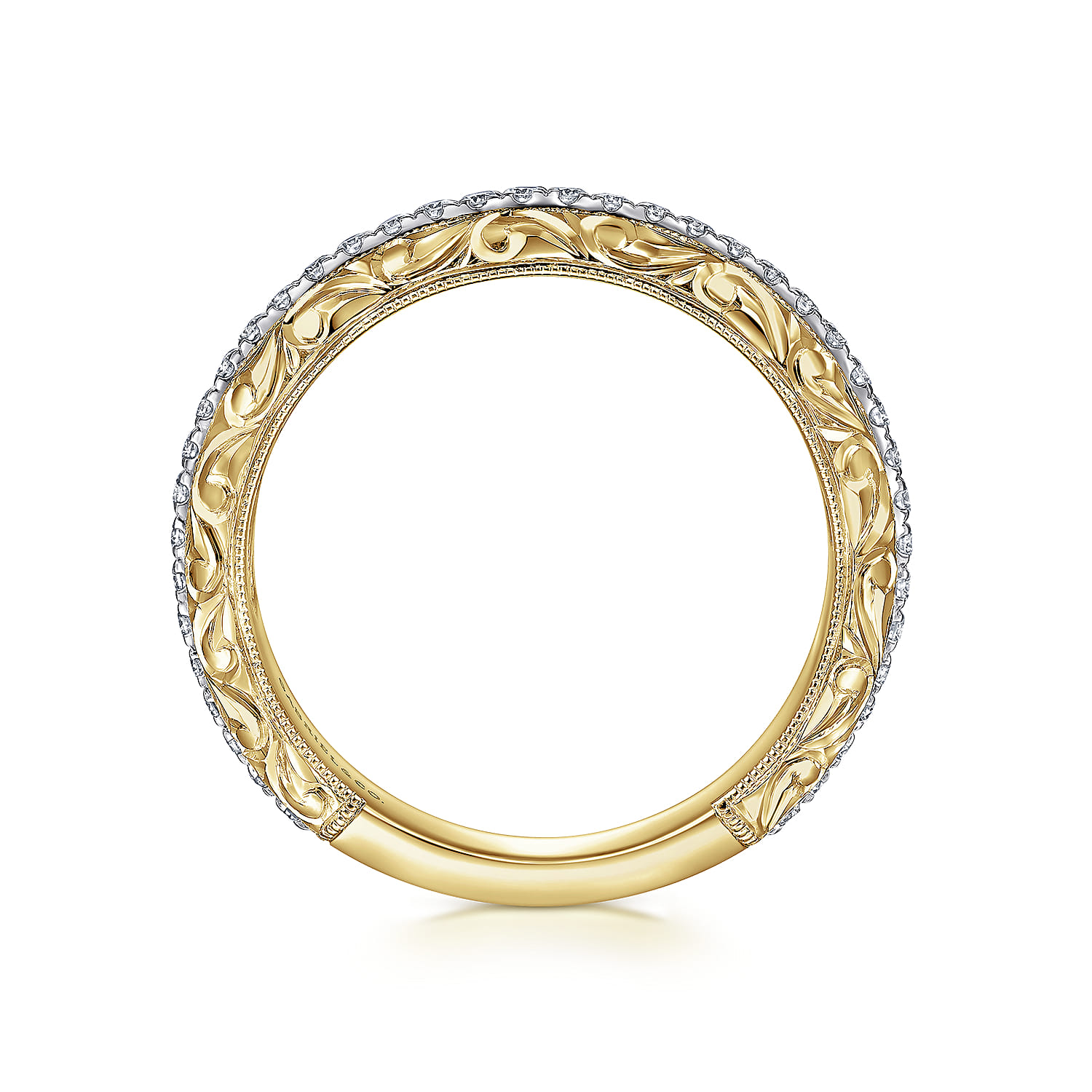 Diamond Anniversary Band with Engraved Frame in 14K White/Yellow Gold, photograph 2