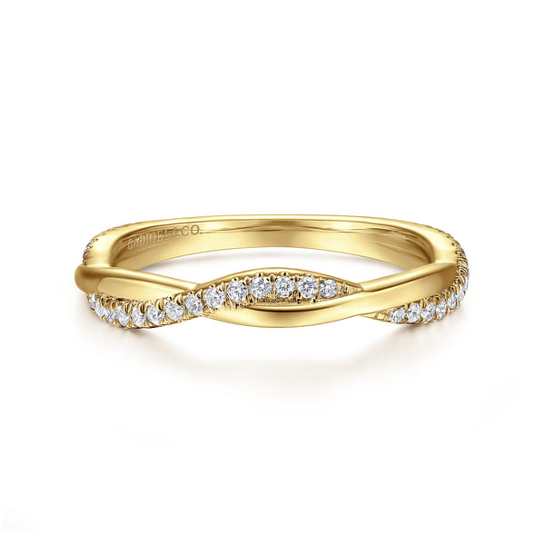 14K Yellow Gold Twisted Diamond Anniversary Band