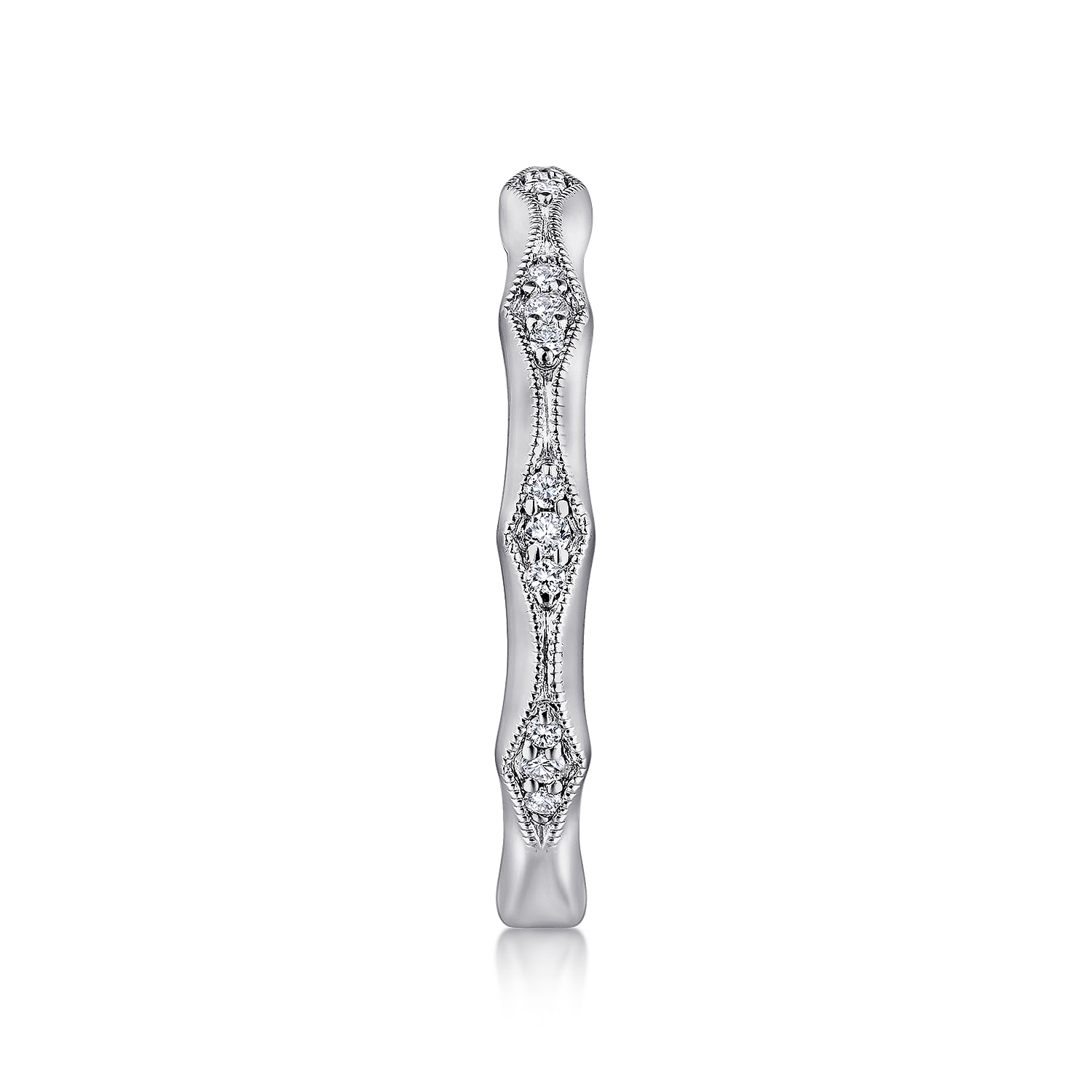 Vintage Inspired Diamond Anniversary Band in 14K White Gold, photograph 4