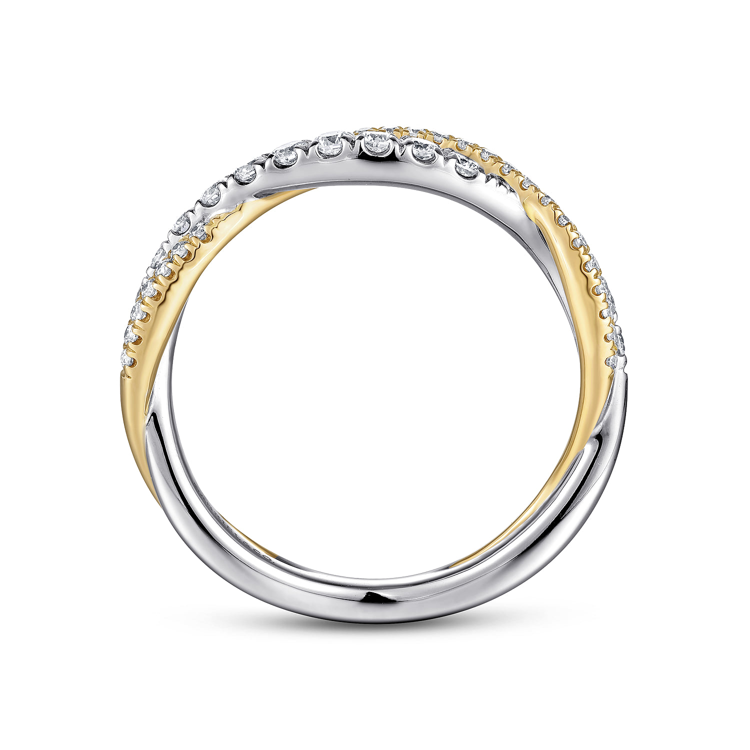 Twisted Diamond Anniversary Band in 14K White/Yellow Gold, photograph 2