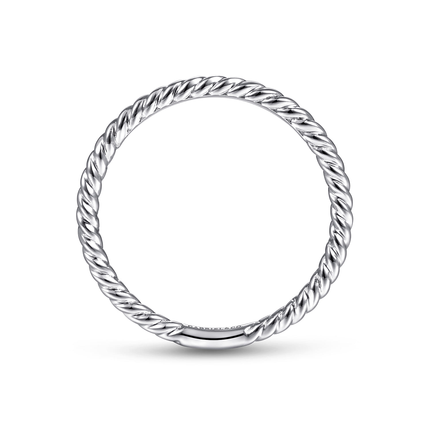 Twisted Rope Stackable Wedding Band in 14K White Gold, photograph 2