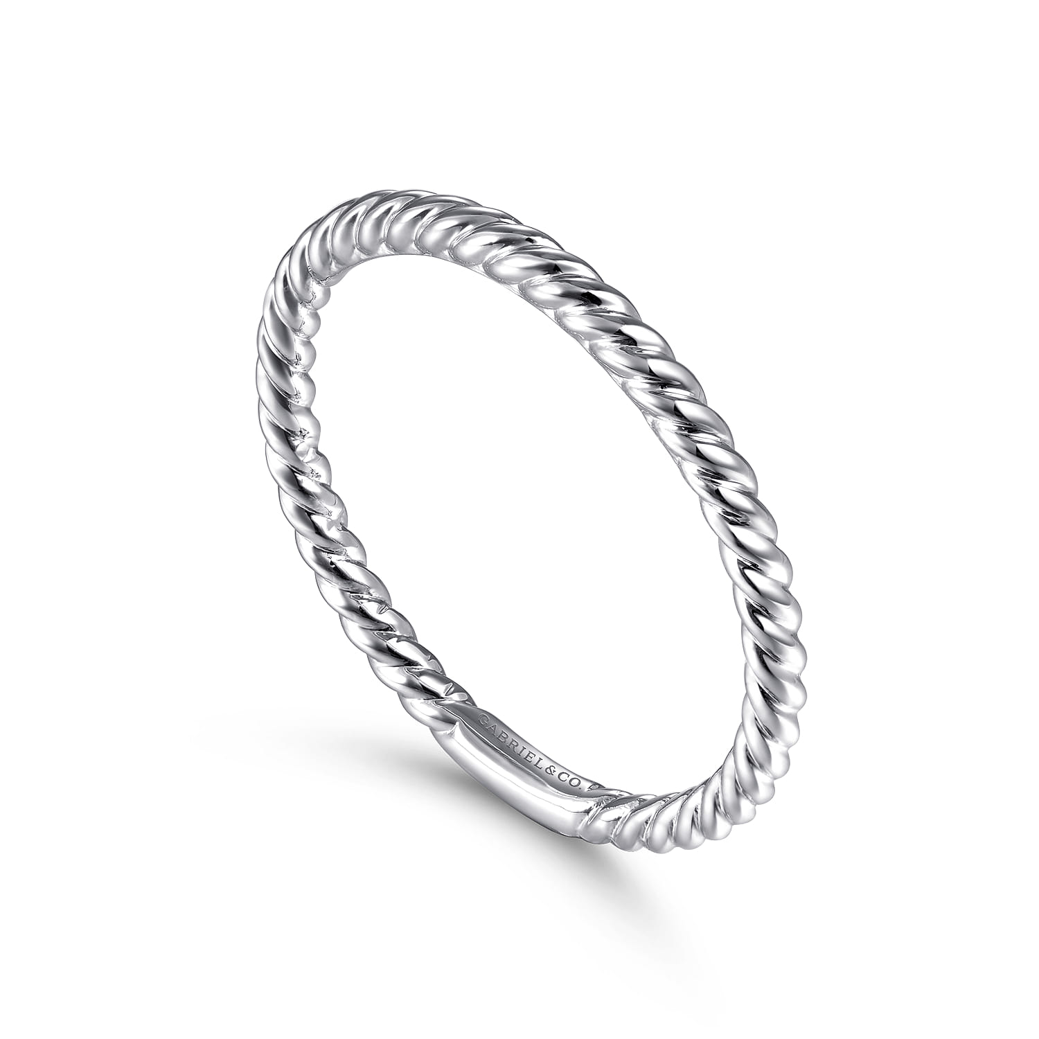Twisted Rope Stackable Wedding Band in 14K White Gold, photograph 3