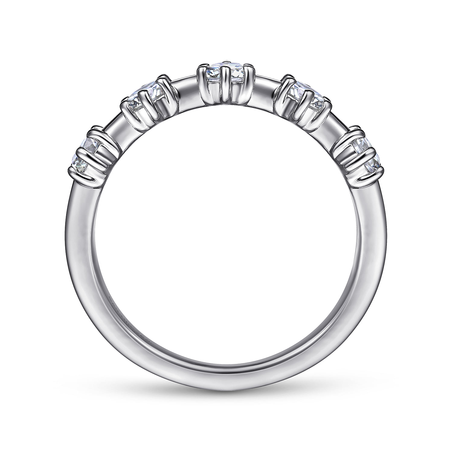 5 Stone Stations Stackable Diamond Anniversary Band in 14K White Gold, photograph 2