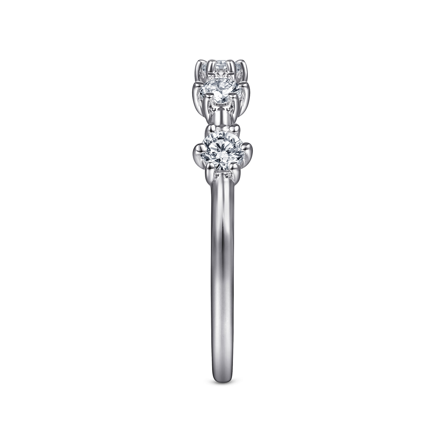 5 Stone Stations Stackable Diamond Anniversary Band in 14K White Gold, photograph 4