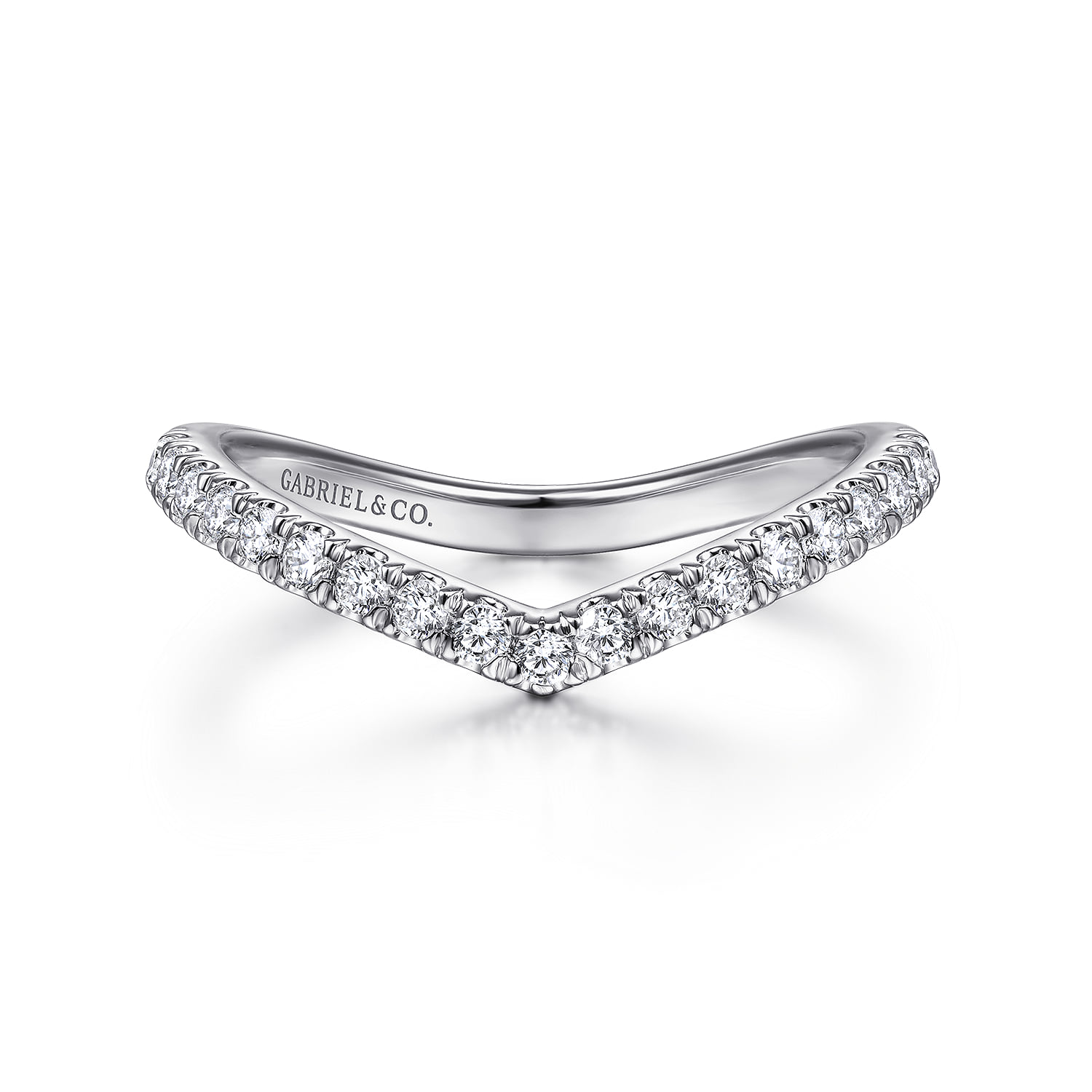 Curved V Diamond Wedding Band