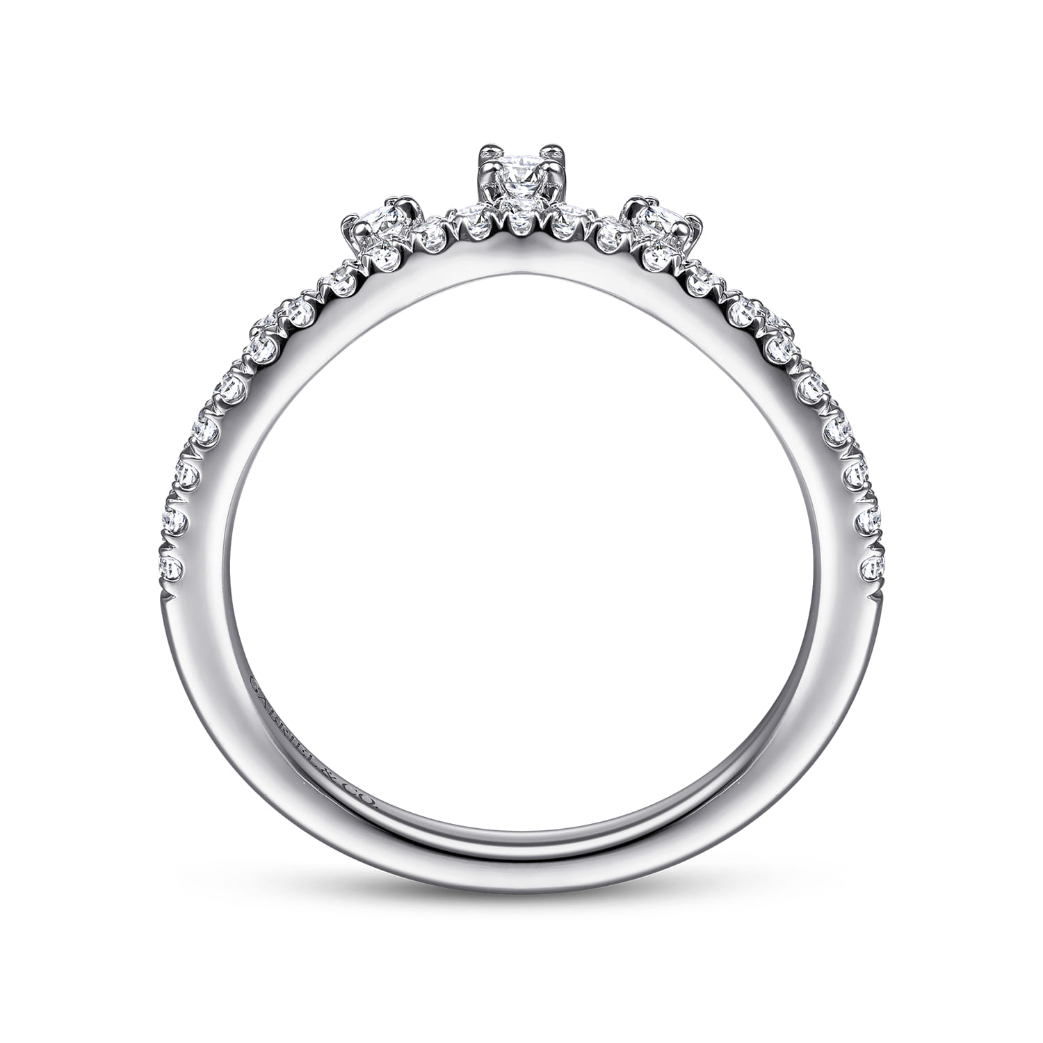 Curved Diamond Wedding Band in 14K White Gold, photograph 2