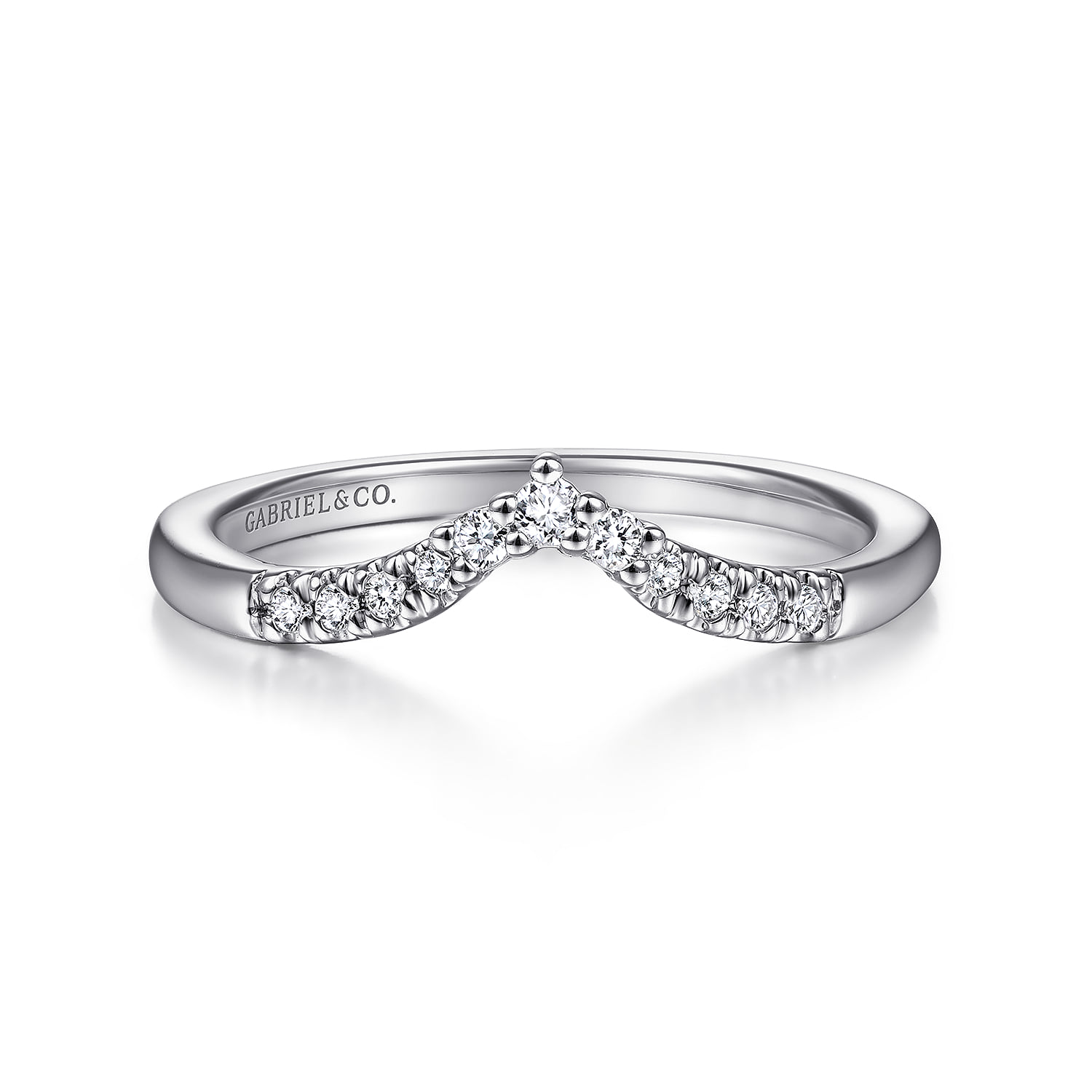 Curved V Diamond Wedding Band