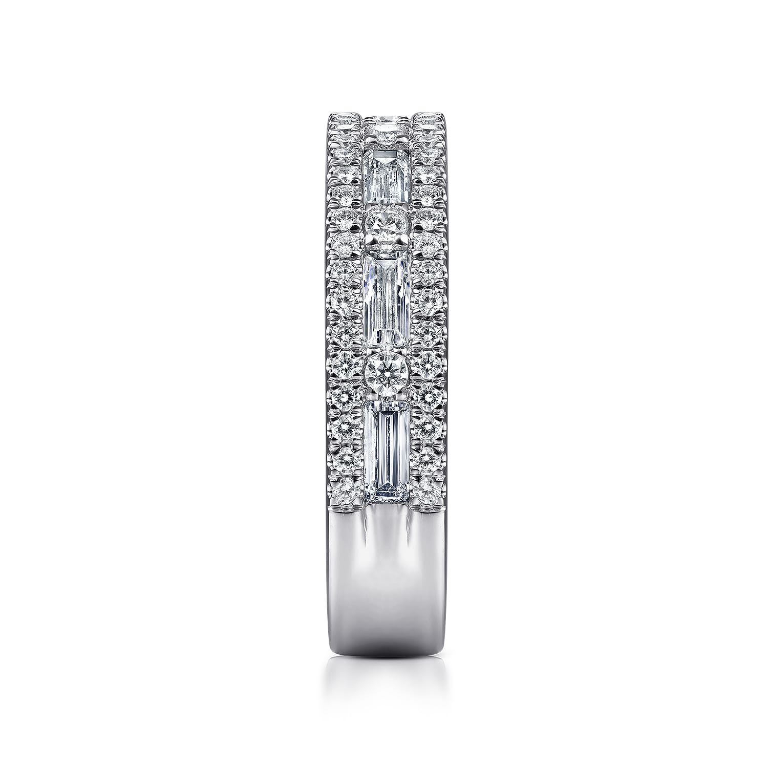 Baguette and Diamond Anniversary Band in 14K White Gold, photograph 4