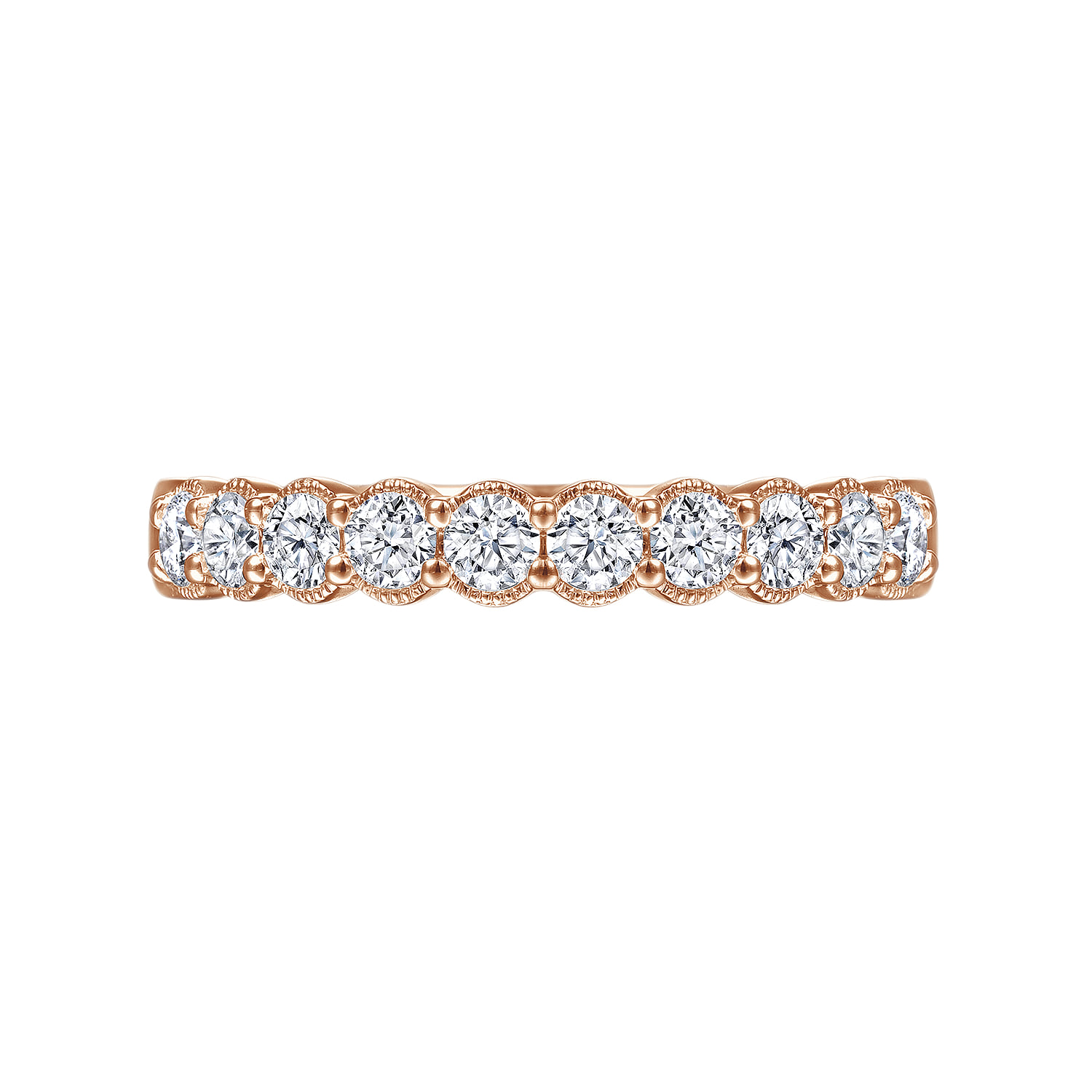 Shared Prong and Bezel Diamond Anniversary Band in 14K Rose Gold, photograph 5