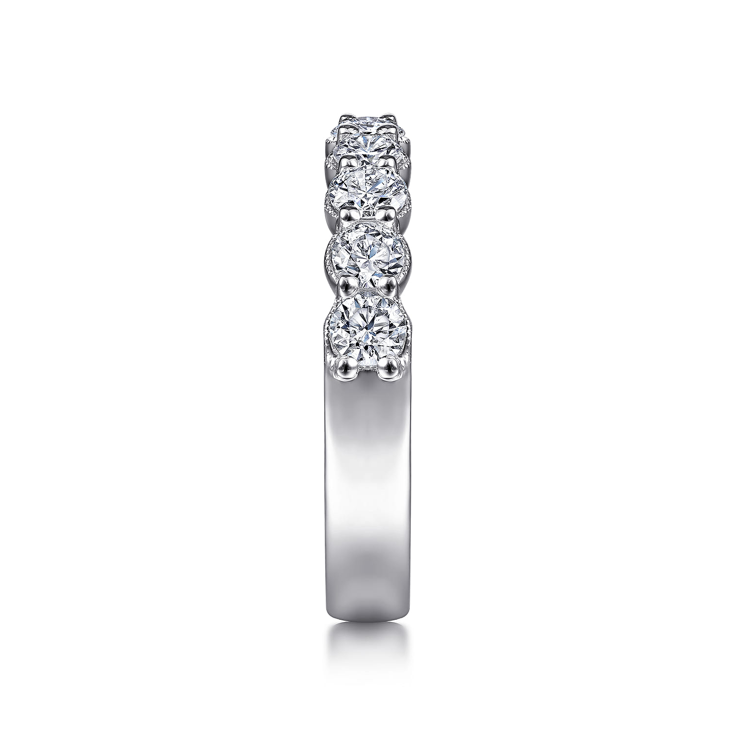 Shared Prong and Bezel Diamond Anniversary Band in 14K White Gold, photograph 4