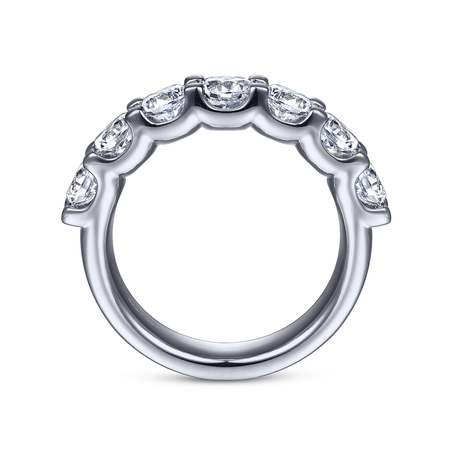 7 Stone Shared Prong Diamond Anniversary Band in 14K White Gold, photograph 2