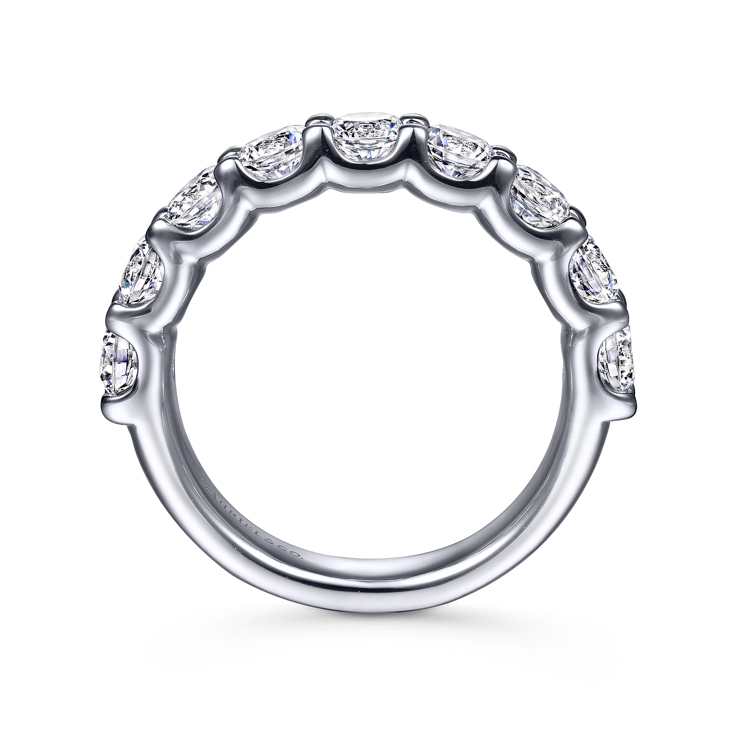 9 Stone Shared Prong Diamond Anniversary Band in 14K White Gold, photograph 2