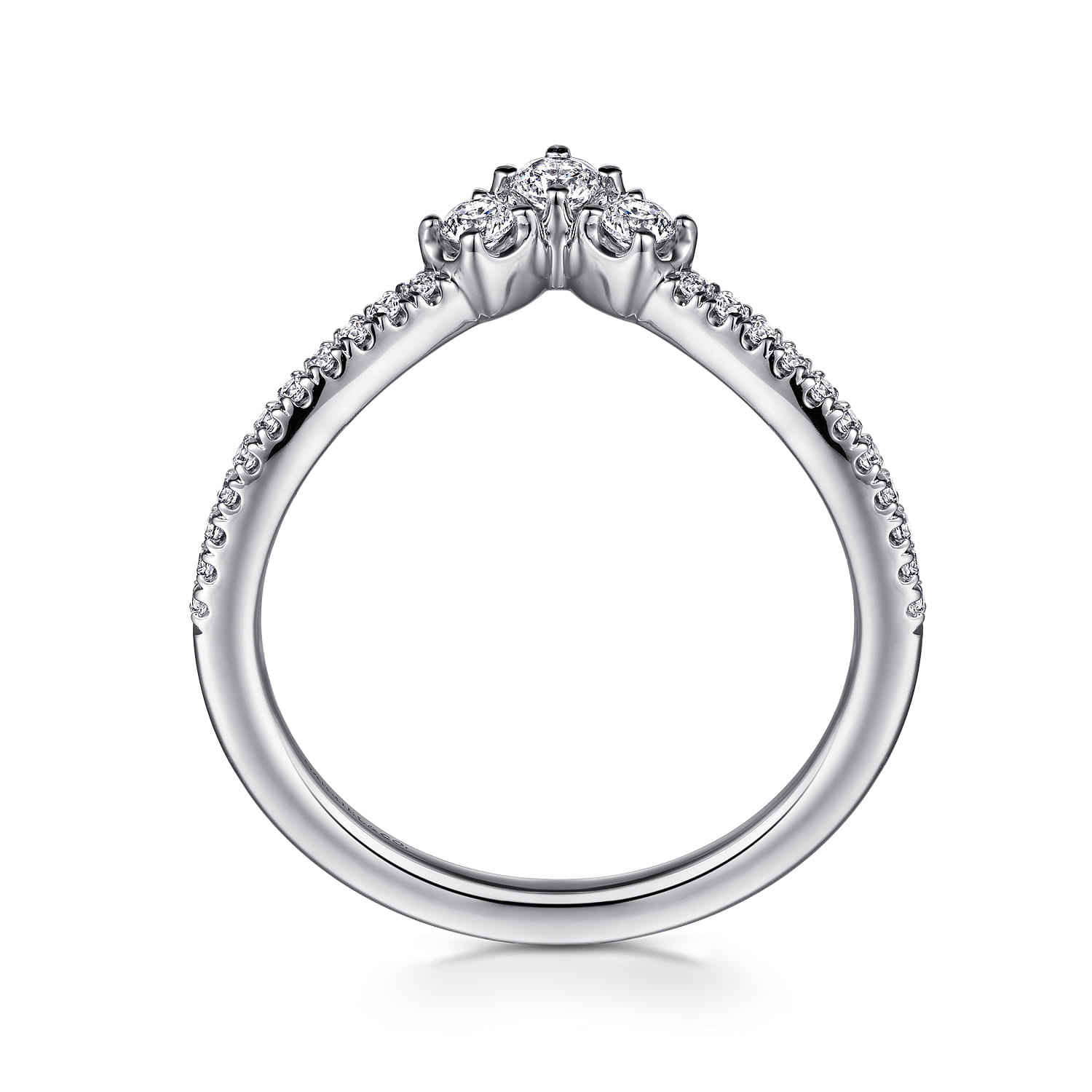 Curved-Diamond Anniversary Band in 14K White Gold, photograph 2