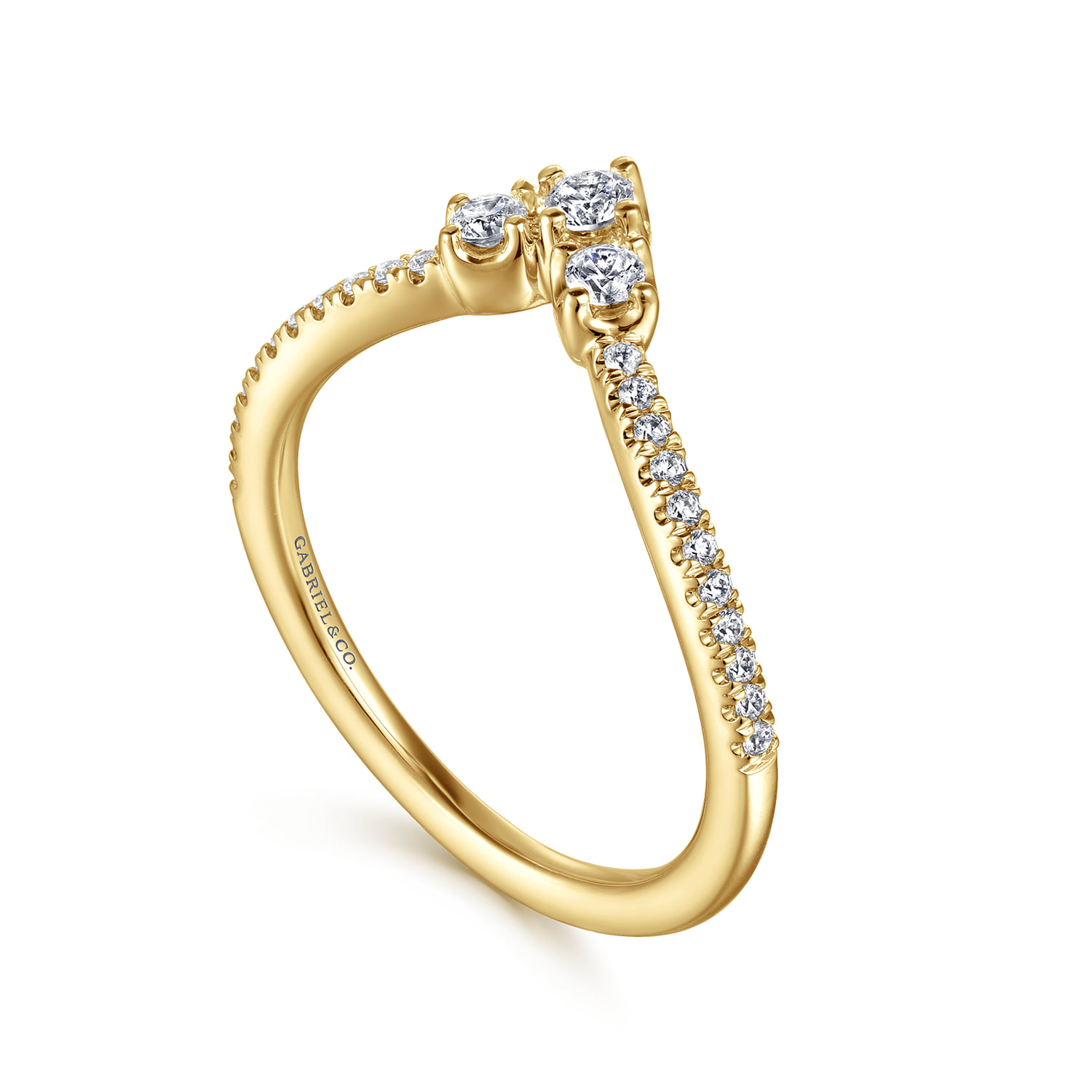 Curved-Diamond Anniversary Band in 14K Yellow Gold, photograph 3