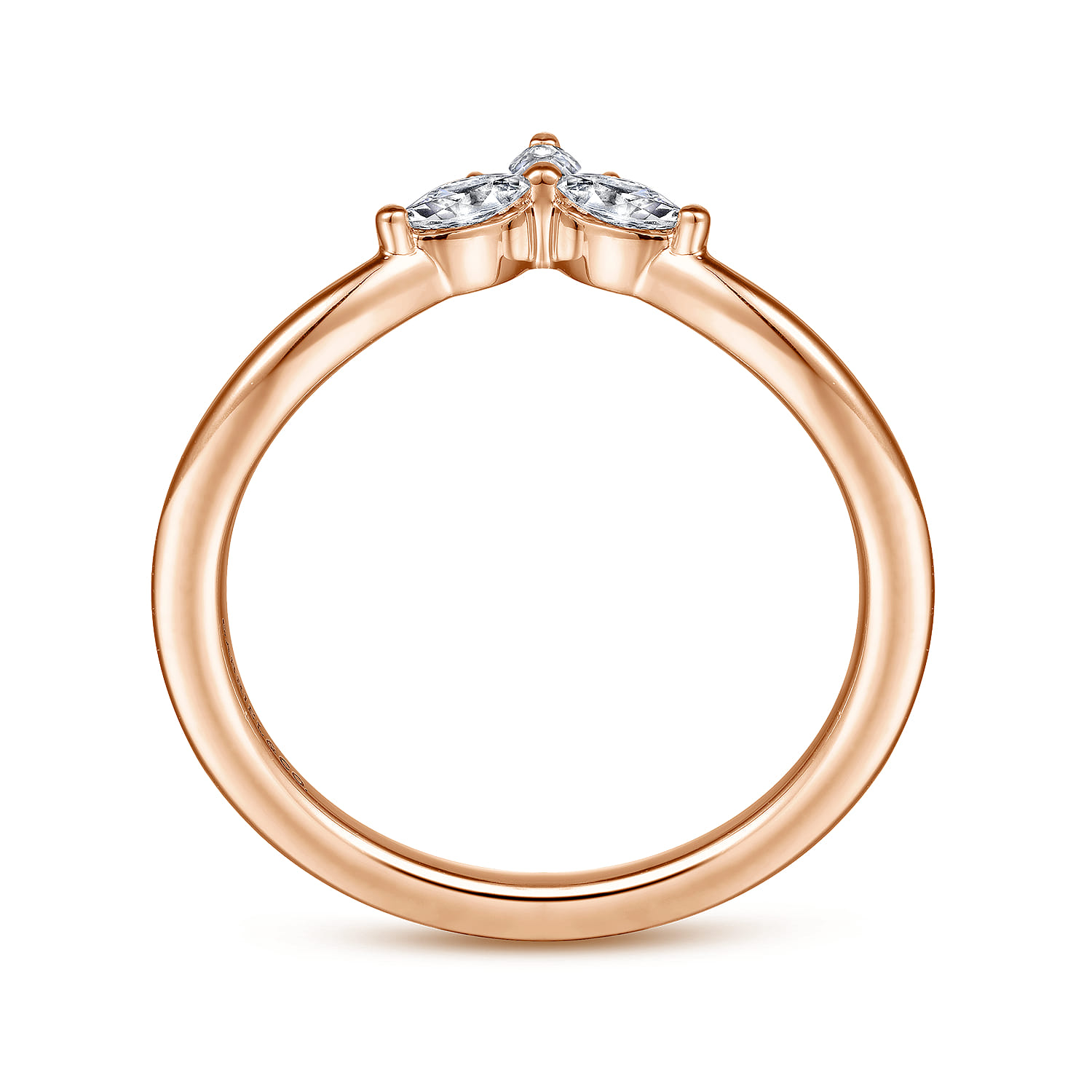 Curved and Diamond Anniversary Band in 14K Rose Gold, photograph 2