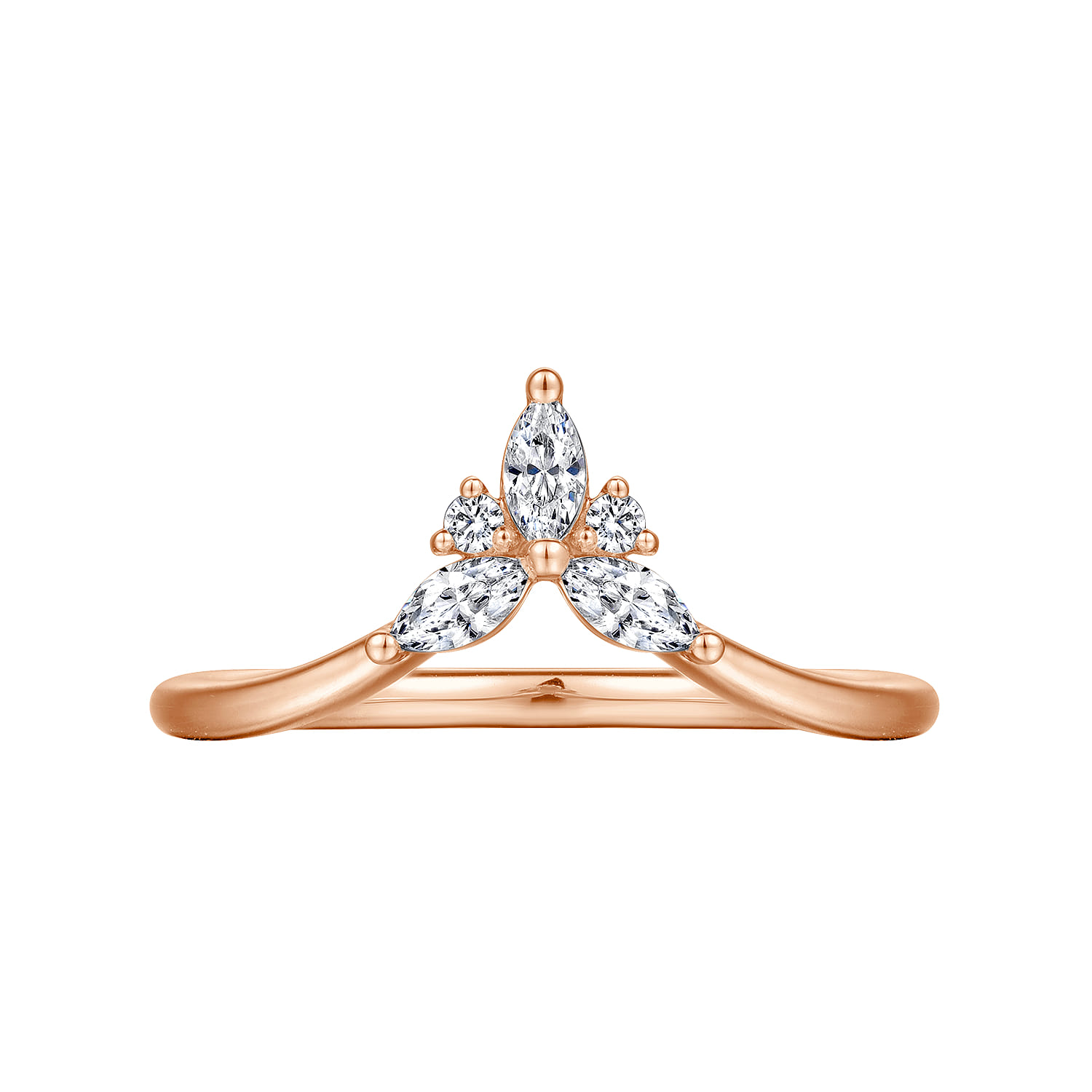 Curved and Diamond Anniversary Band in 14K Rose Gold, photograph 6