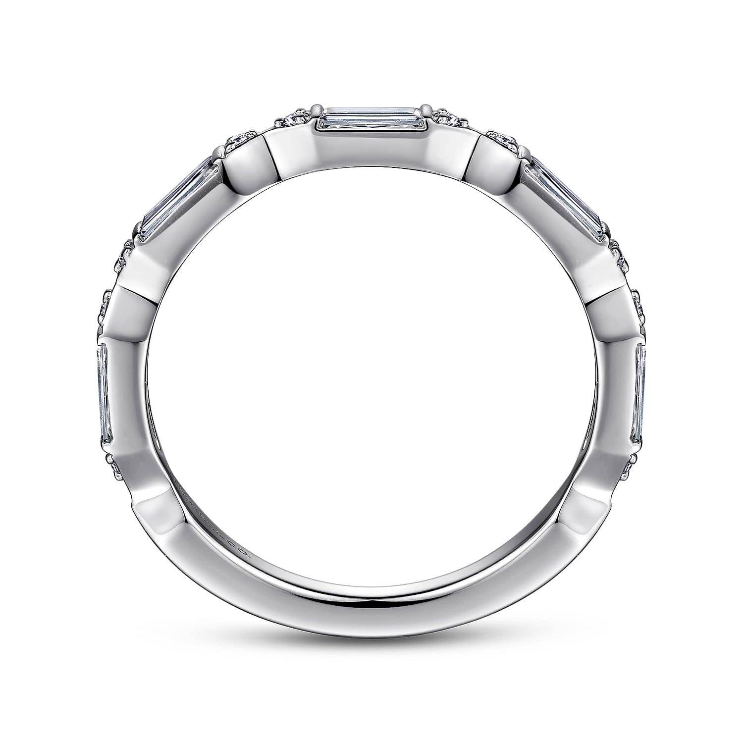 Bar Set Baguette and Diamond Anniversary Band in Platinum, photograph 2