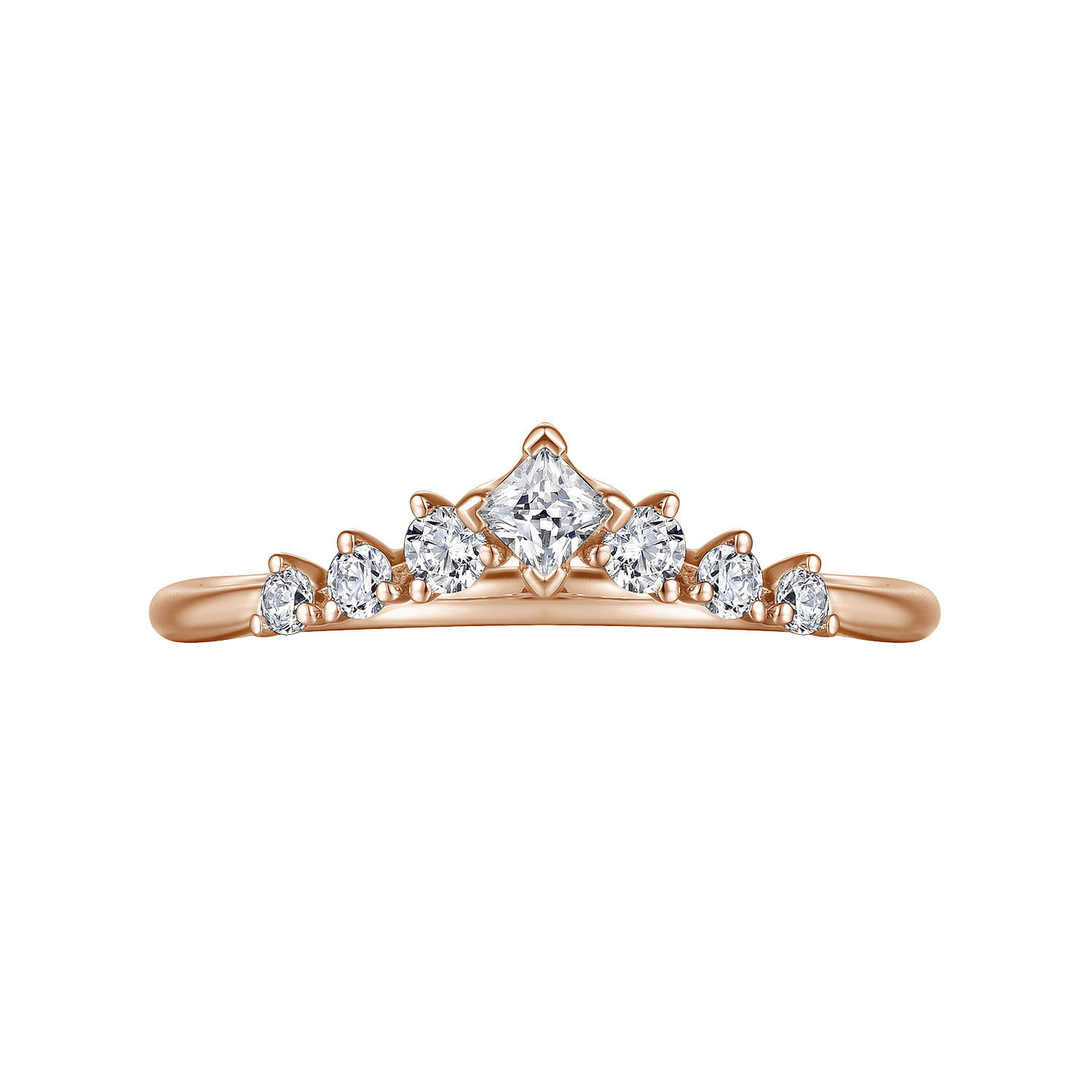 Curved and Diamond Anniversary Band in 14K Rose Gold, photograph 6