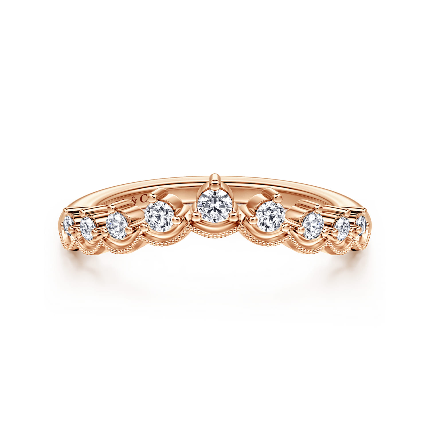 Vintage Inspired Curved Diamond Anniversary Band