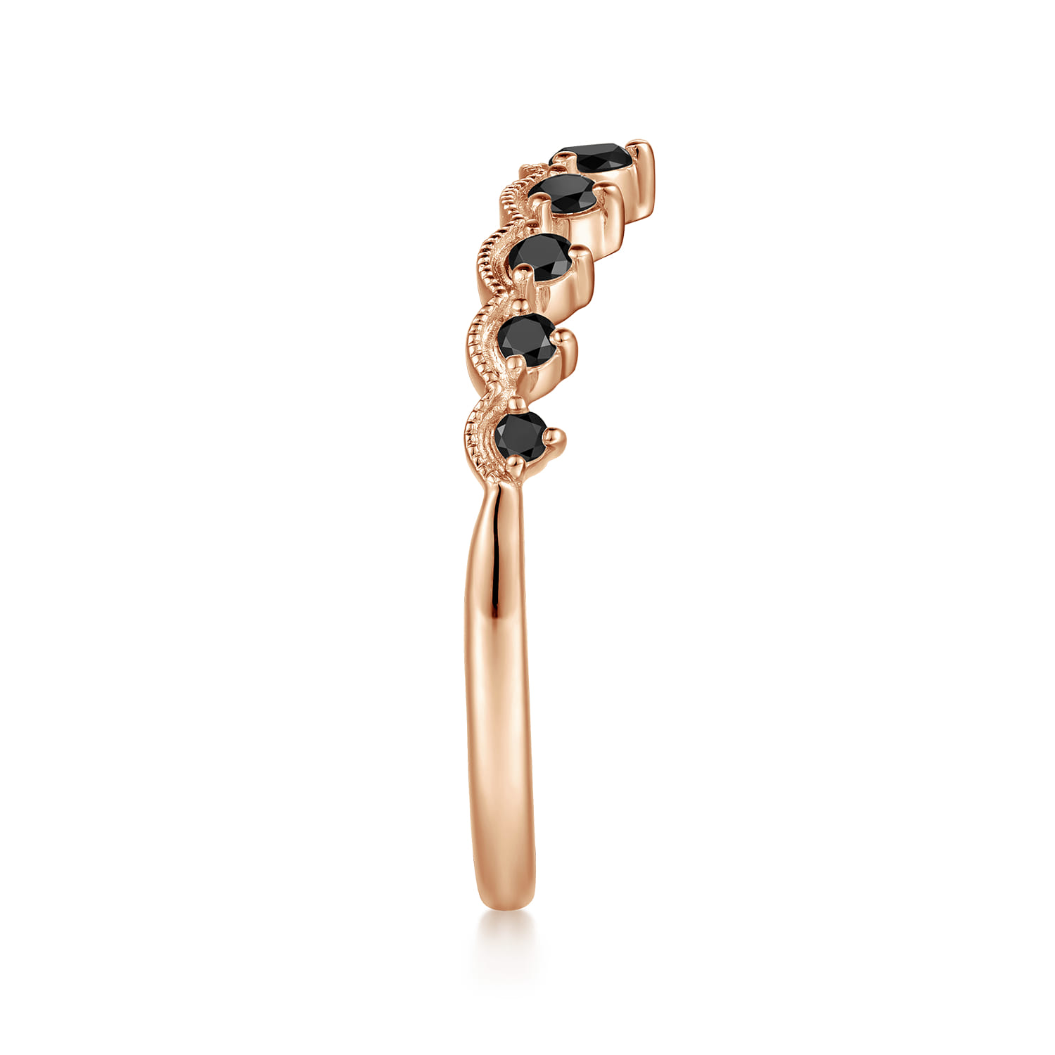 Vintage Inspired Curved Diamond Anniversary Band in 14K Rose Gold, photograph 4