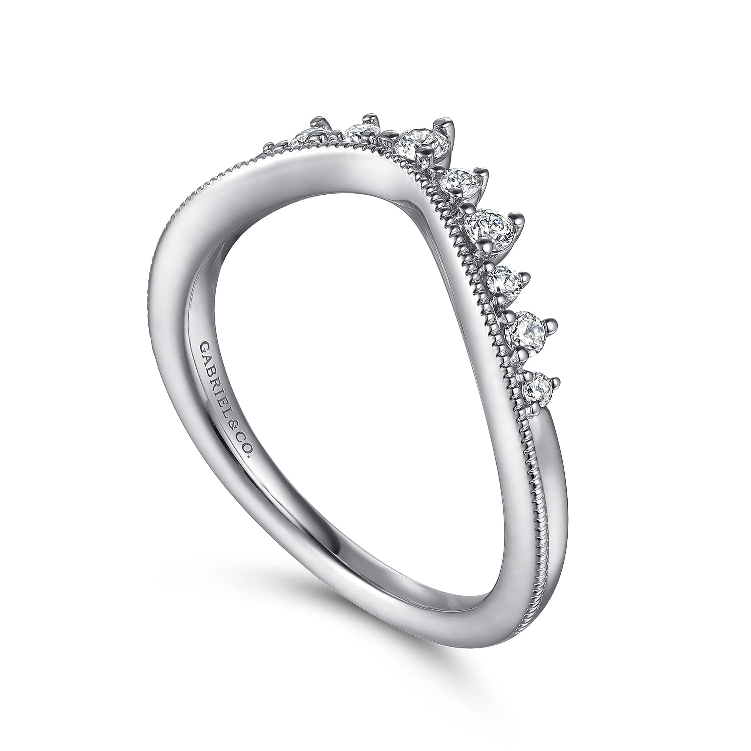 Curved Diamond Anniversary Band in 14K White Gold, photograph 3