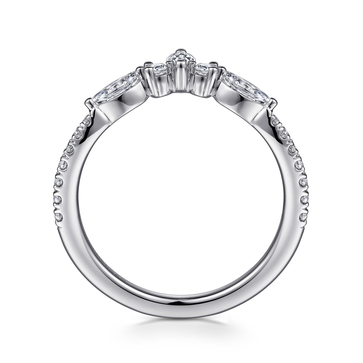 Curved and Diamond Anniversary Band in Platinum, photograph 2