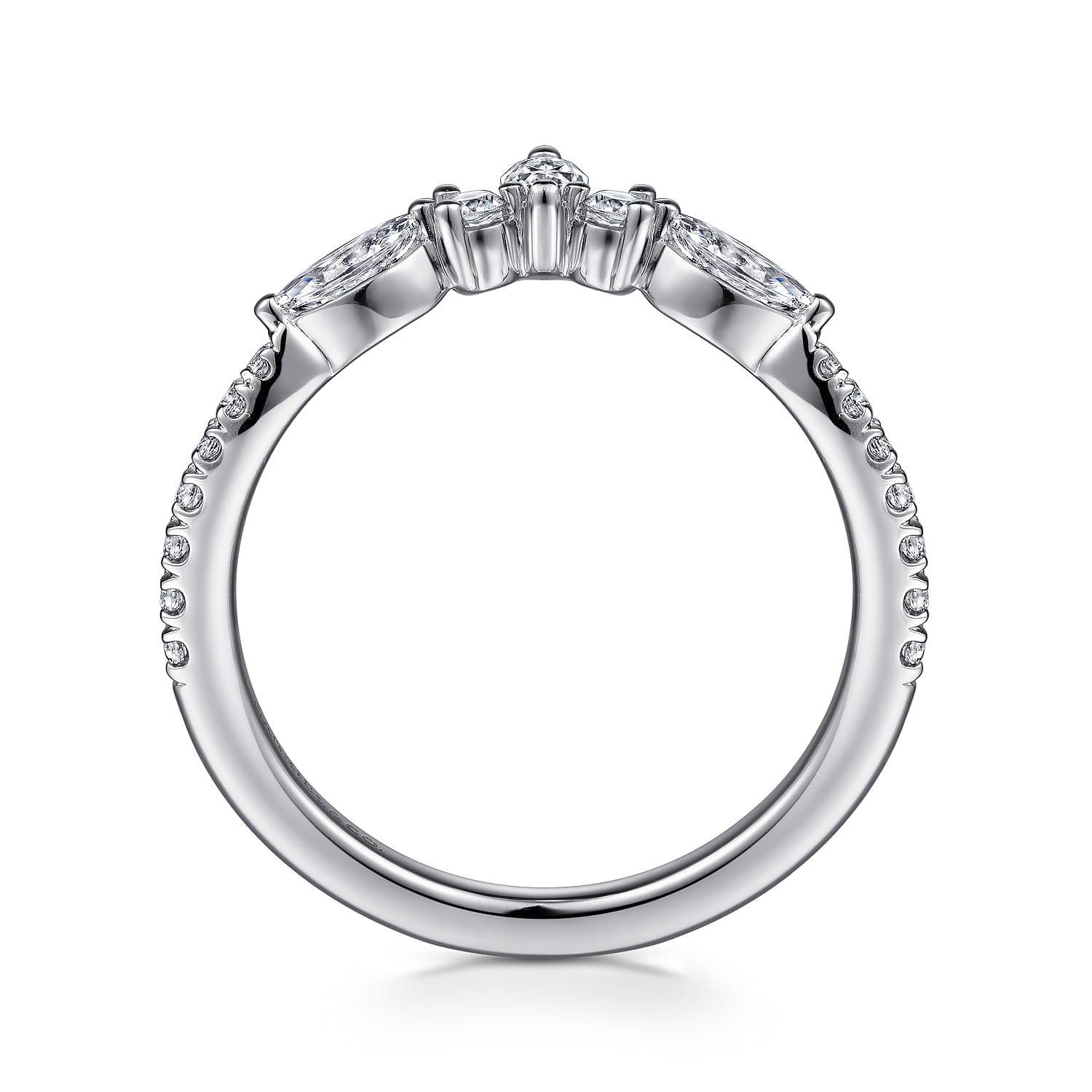 Curved and Diamond Anniversary Band in 14K White Gold, photograph 2