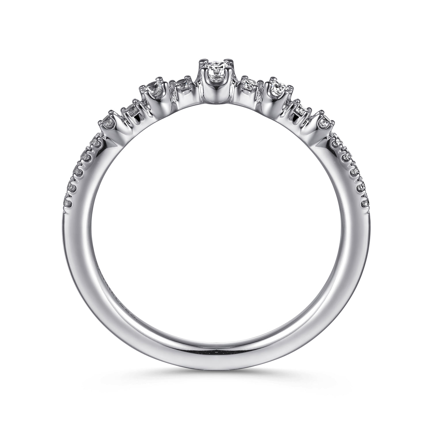 Curved-Diamond Anniversary Band in 14K White Gold, photograph 2