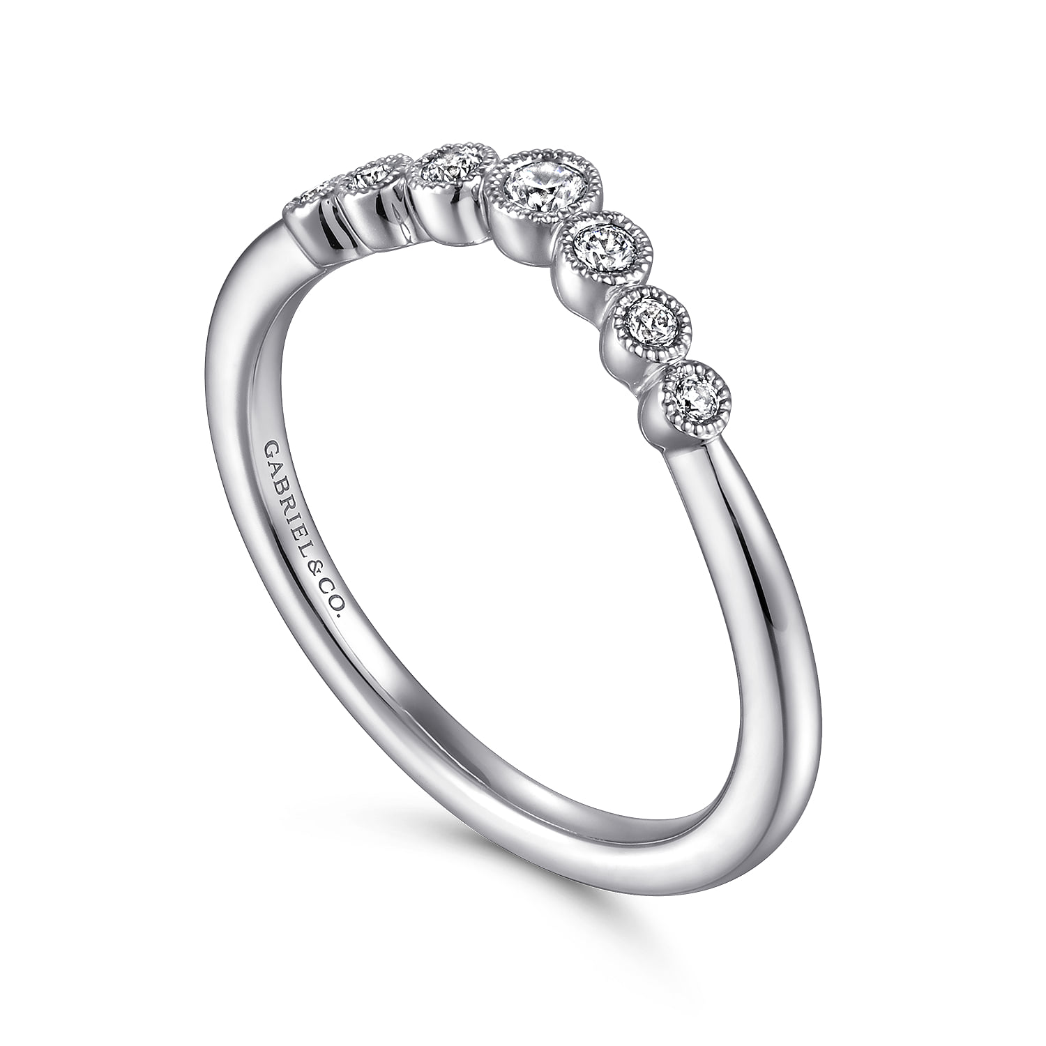 Curved Diamond Anniversary Band in 14K White Gold, photograph 3