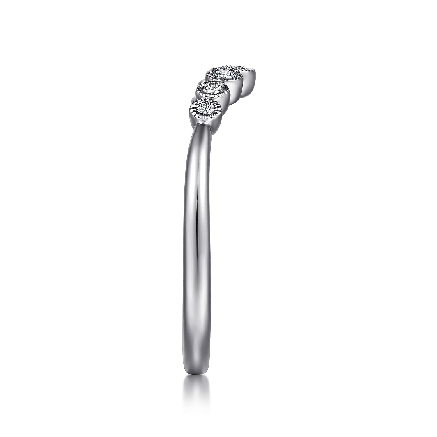 Curved Diamond Anniversary Band in 14K White Gold, photograph 4