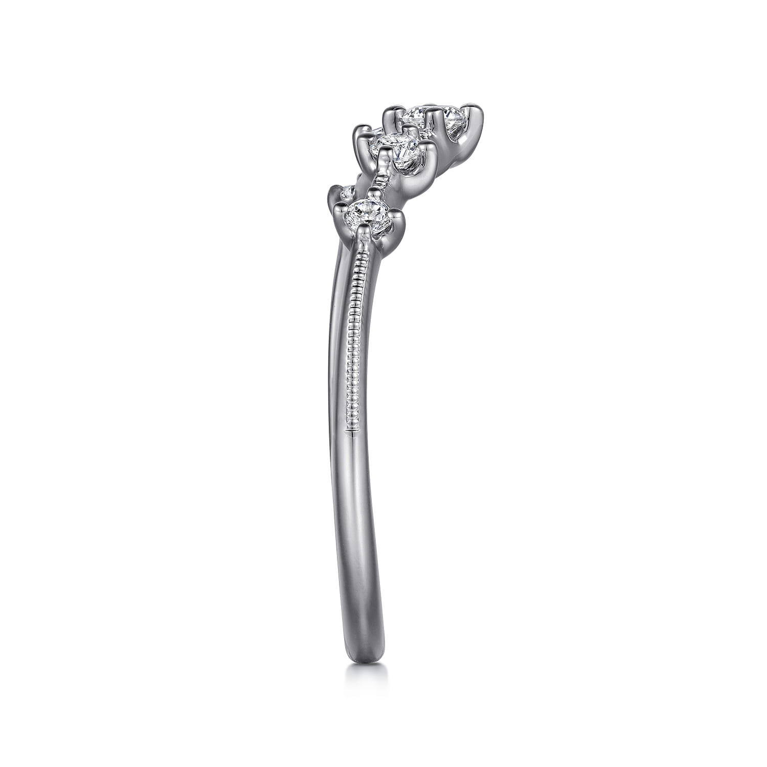 Vintage Inspired Curved Diamond Anniversary Band in 14K White Gold, photograph 4