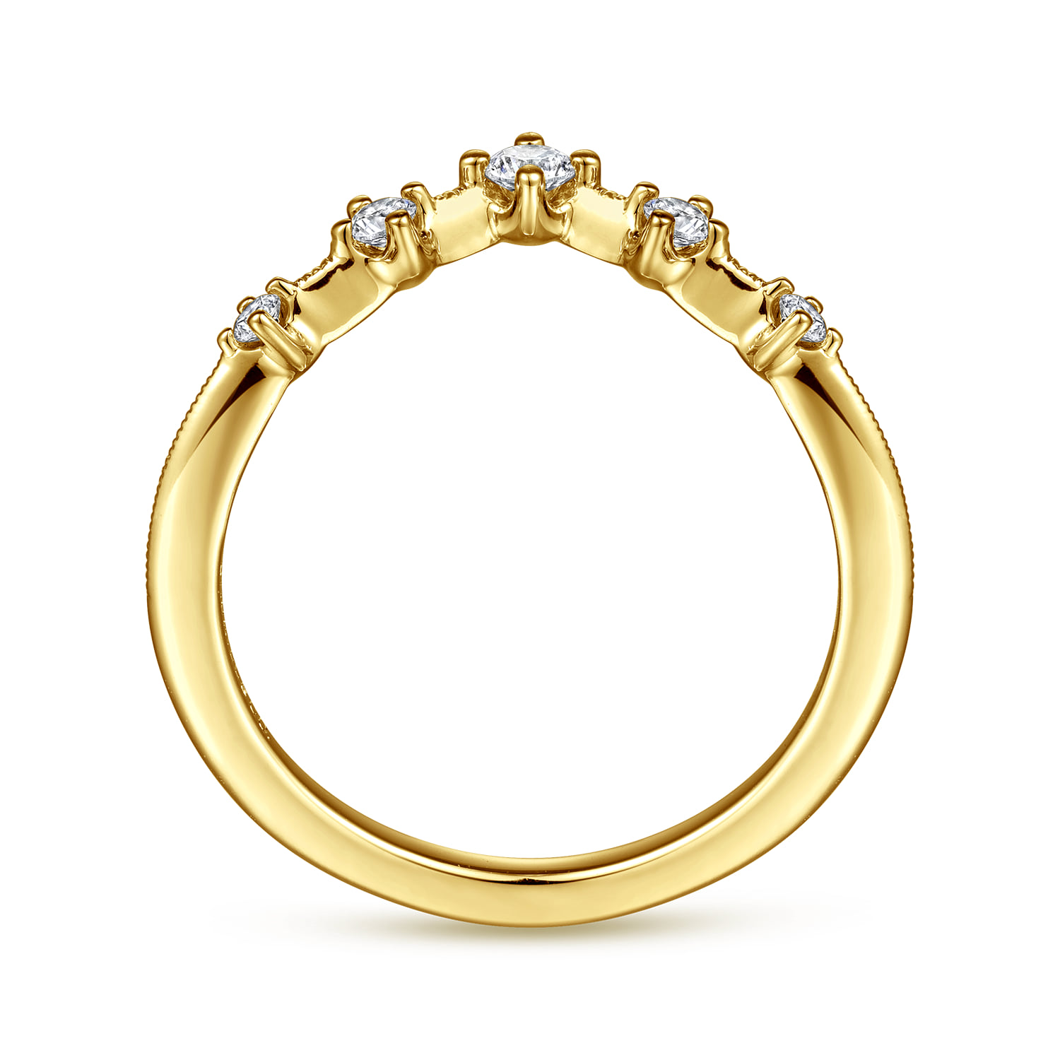 Curved Diamond Anniversary Band in 14K Yellow Gold, photograph 2