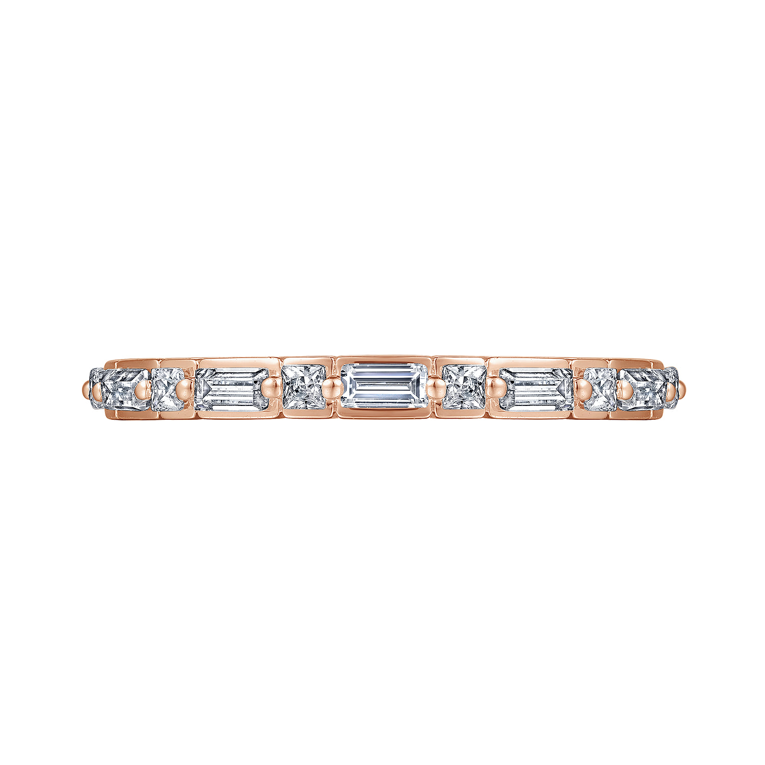 Baguette and Diamond Anniversary Band in 14K Rose Gold, photograph 6