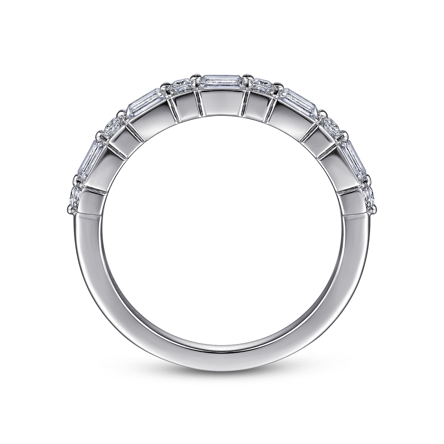 Baguette and Diamond Anniversary Band in 14K White Gold, photograph 2