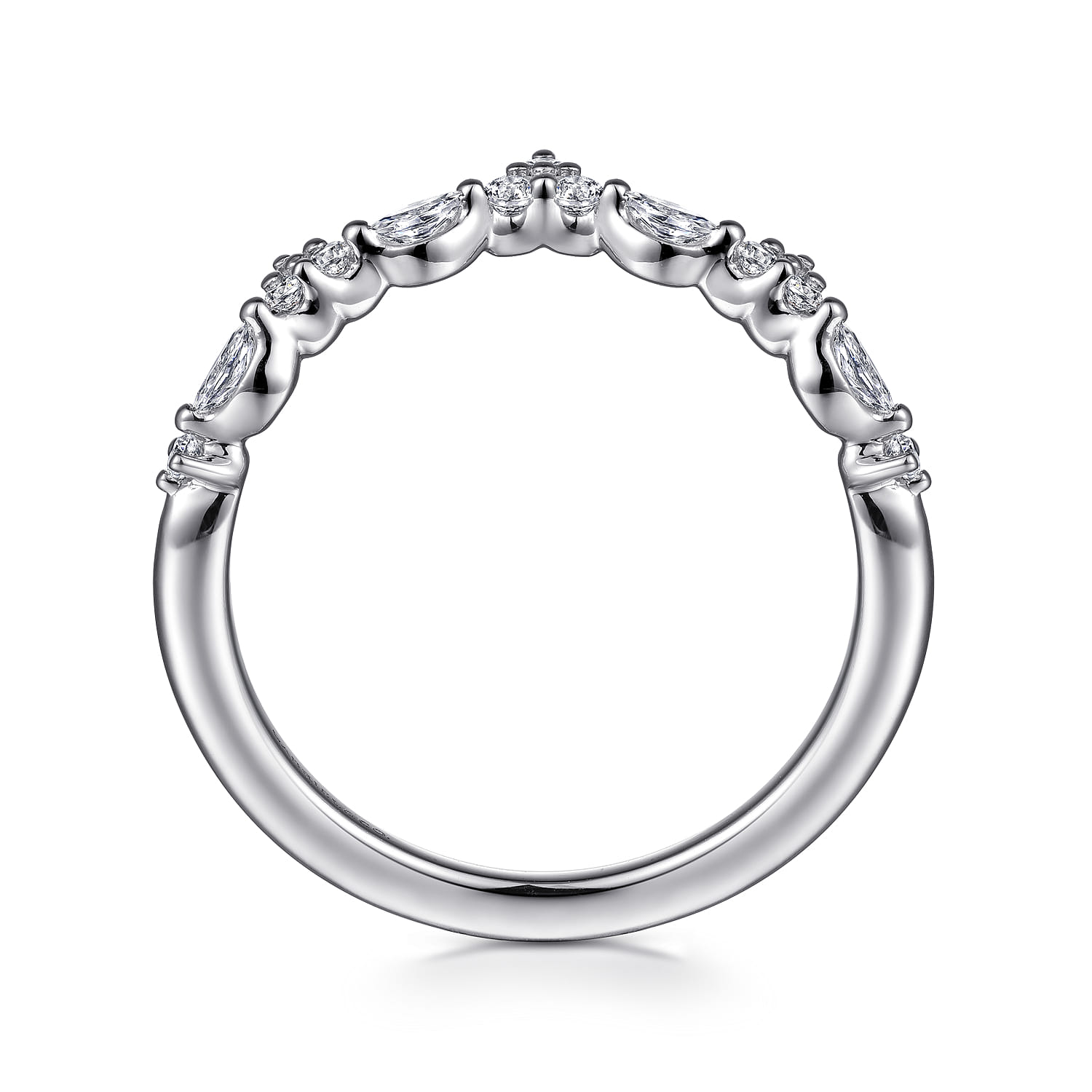 Curved and Diamond Anniversary Band in 14K White Gold, photograph 2