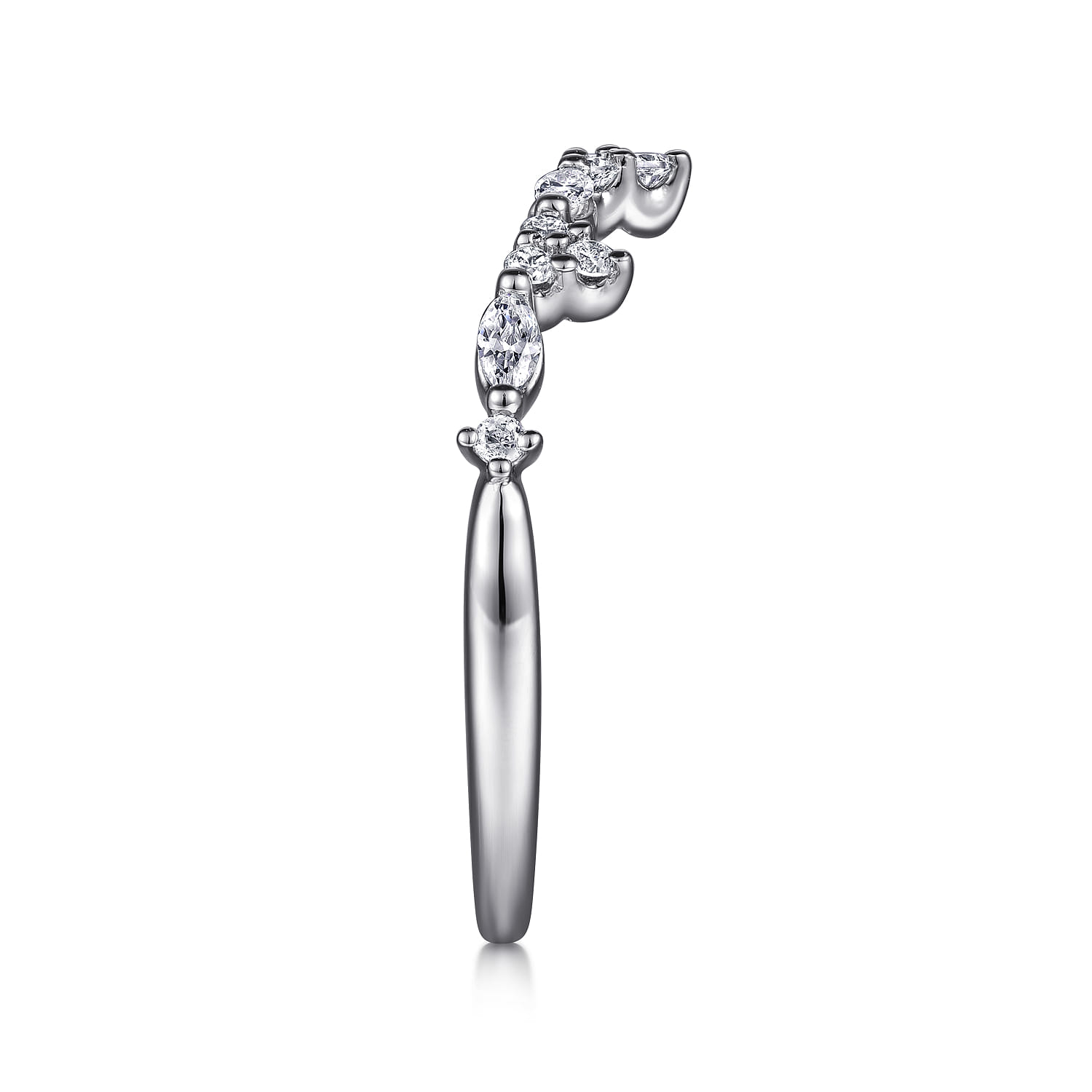 Curved and Diamond Anniversary Band in 14K White Gold, photograph 4
