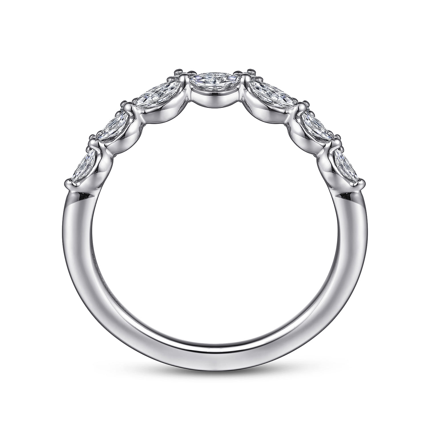 Curved and Diamond Anniversary Band in 14K White Gold, photograph 2