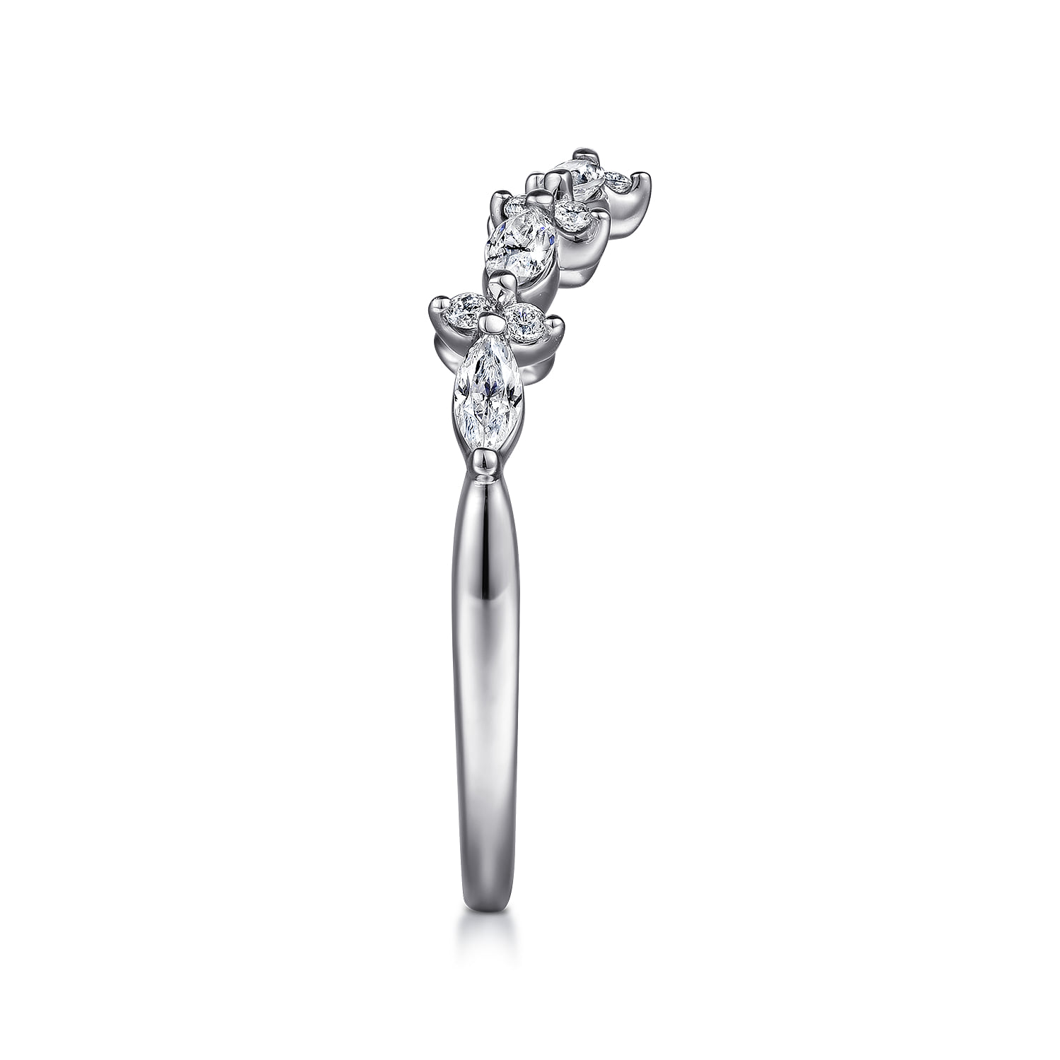 Curved and Diamond Anniversary Band in Platinum, photograph 4