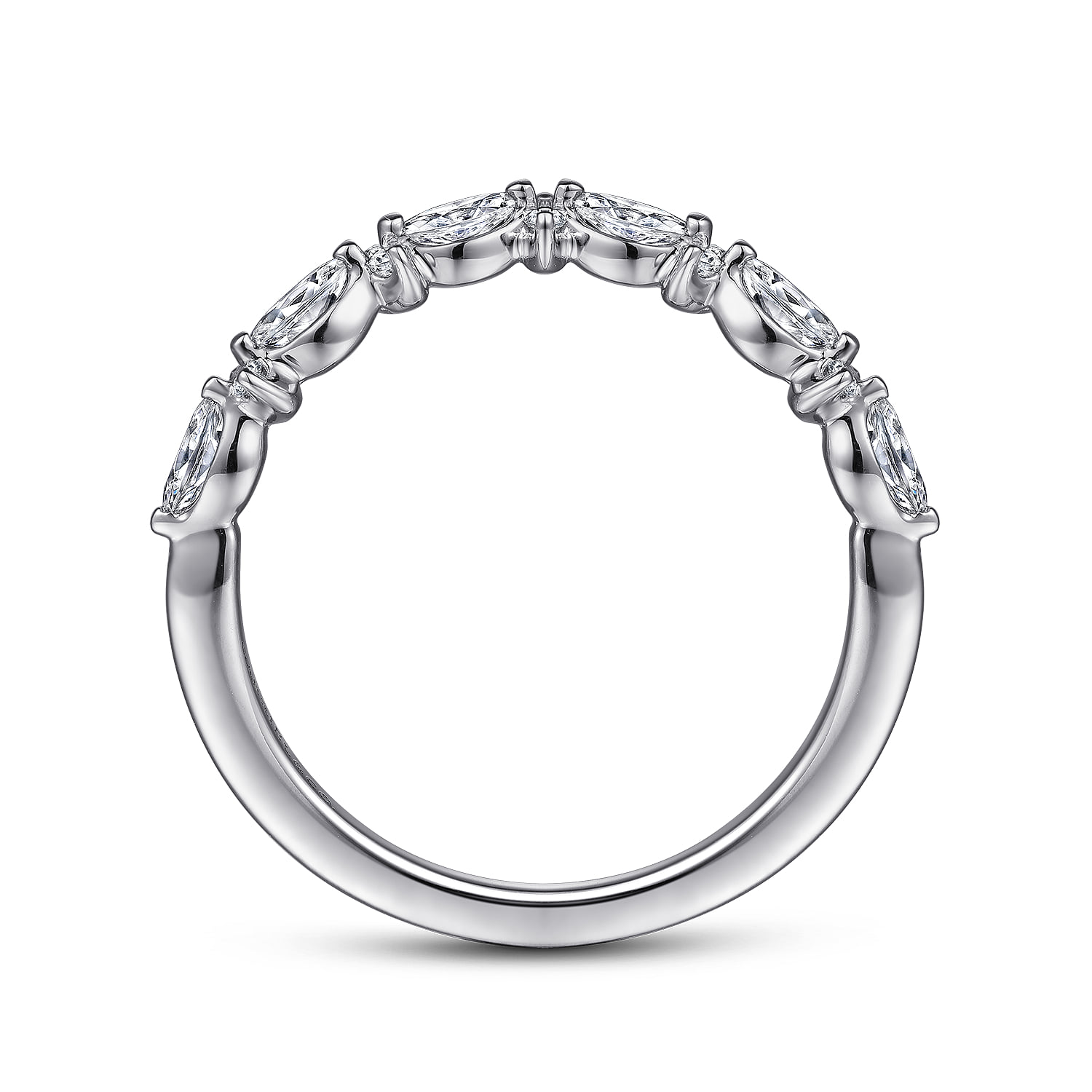 Curved and Diamond Anniversary Band in 14K White Gold, photograph 2