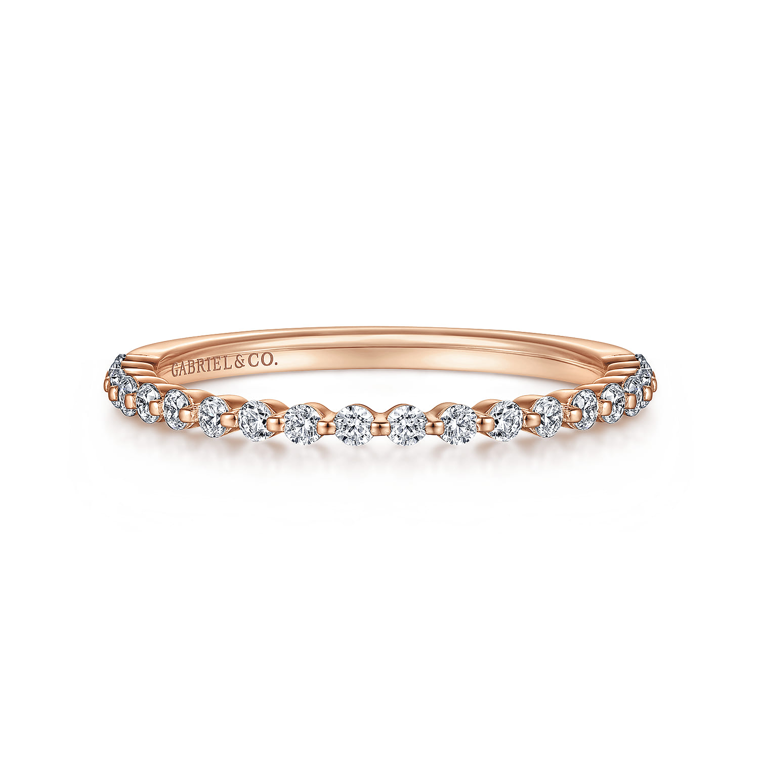 Single Prong Diamond Anniversary Band in 14K Rose Gold