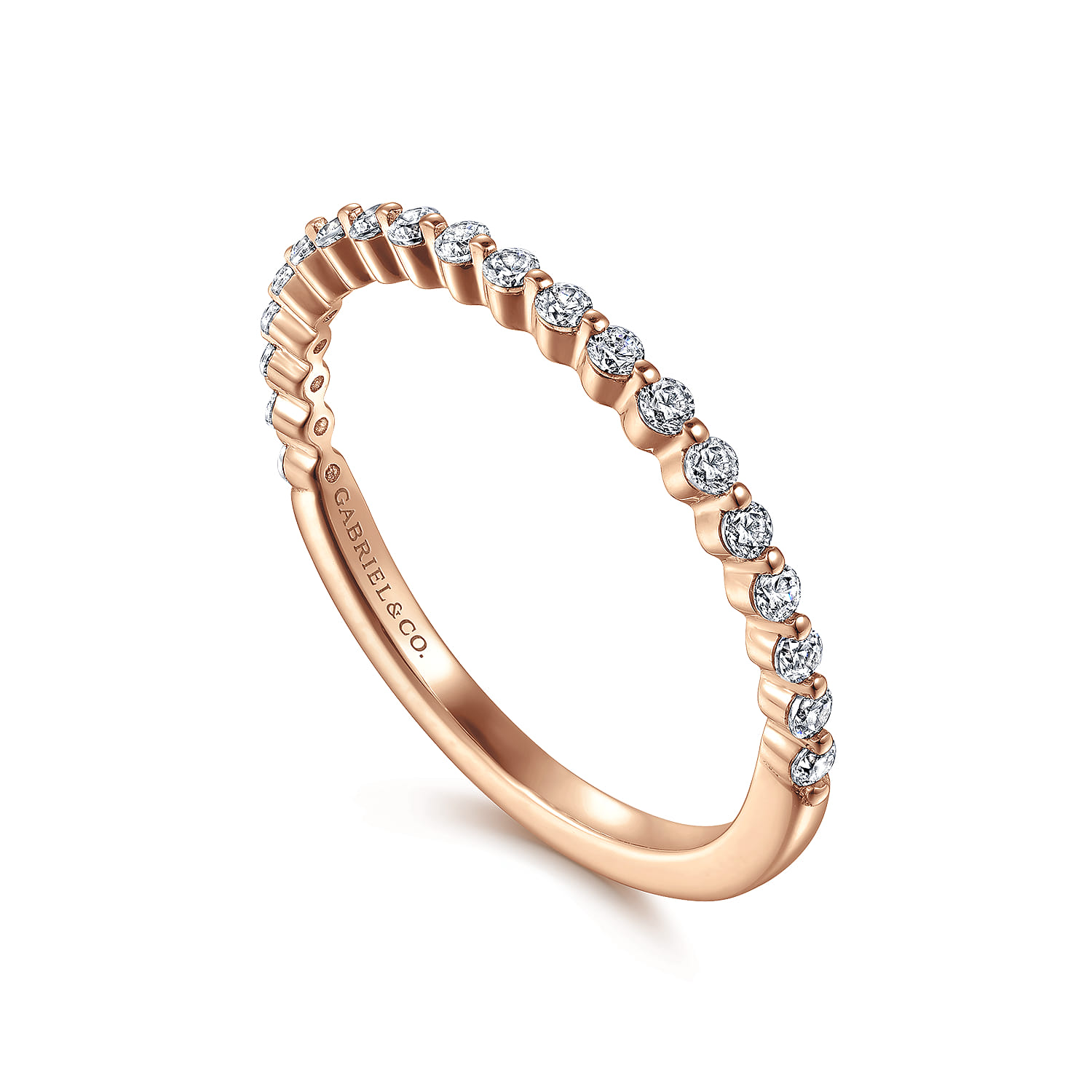 Single Prong Diamond Anniversary Band in 14K Rose Gold, photograph 3