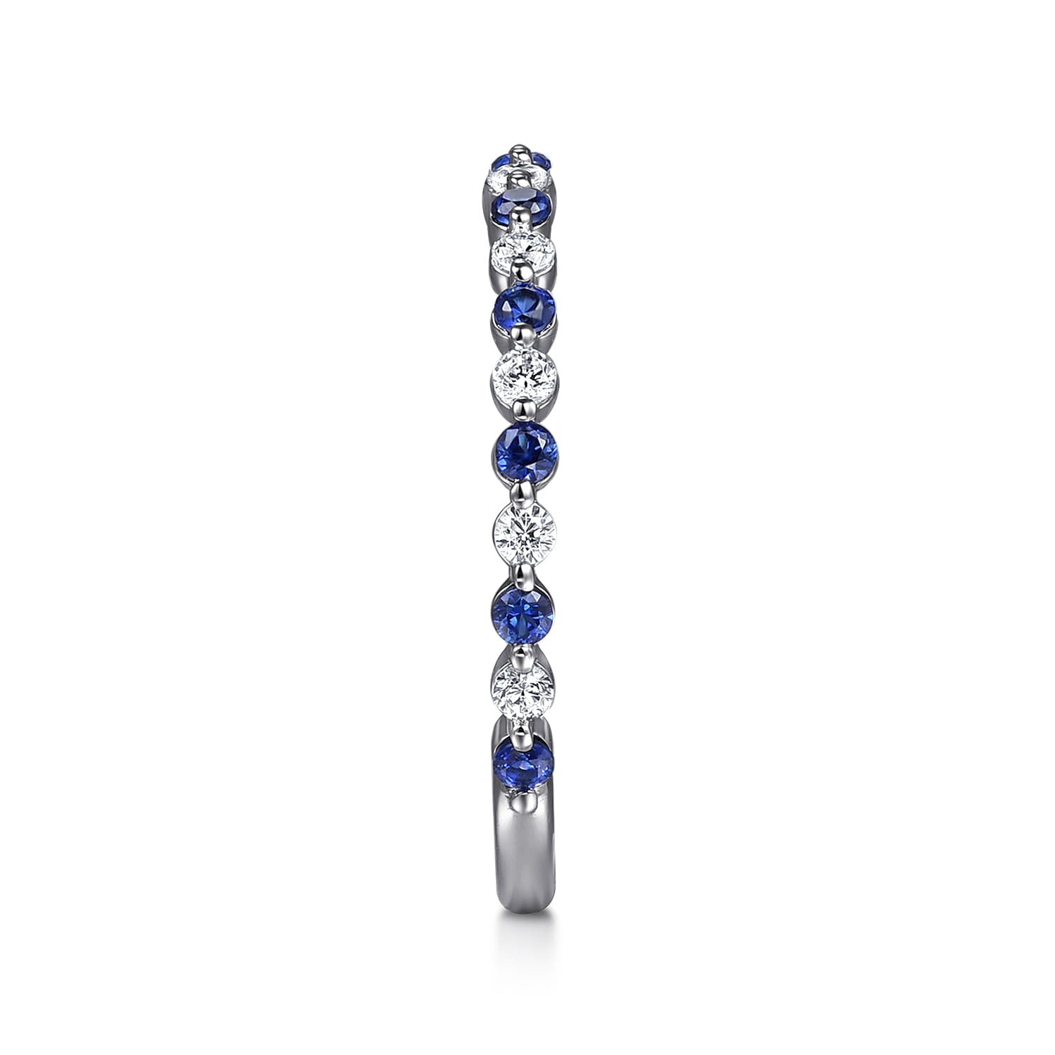 Single Prong Diamond and Sapphire Anniversary Band in 14K White Gold, photograph 4