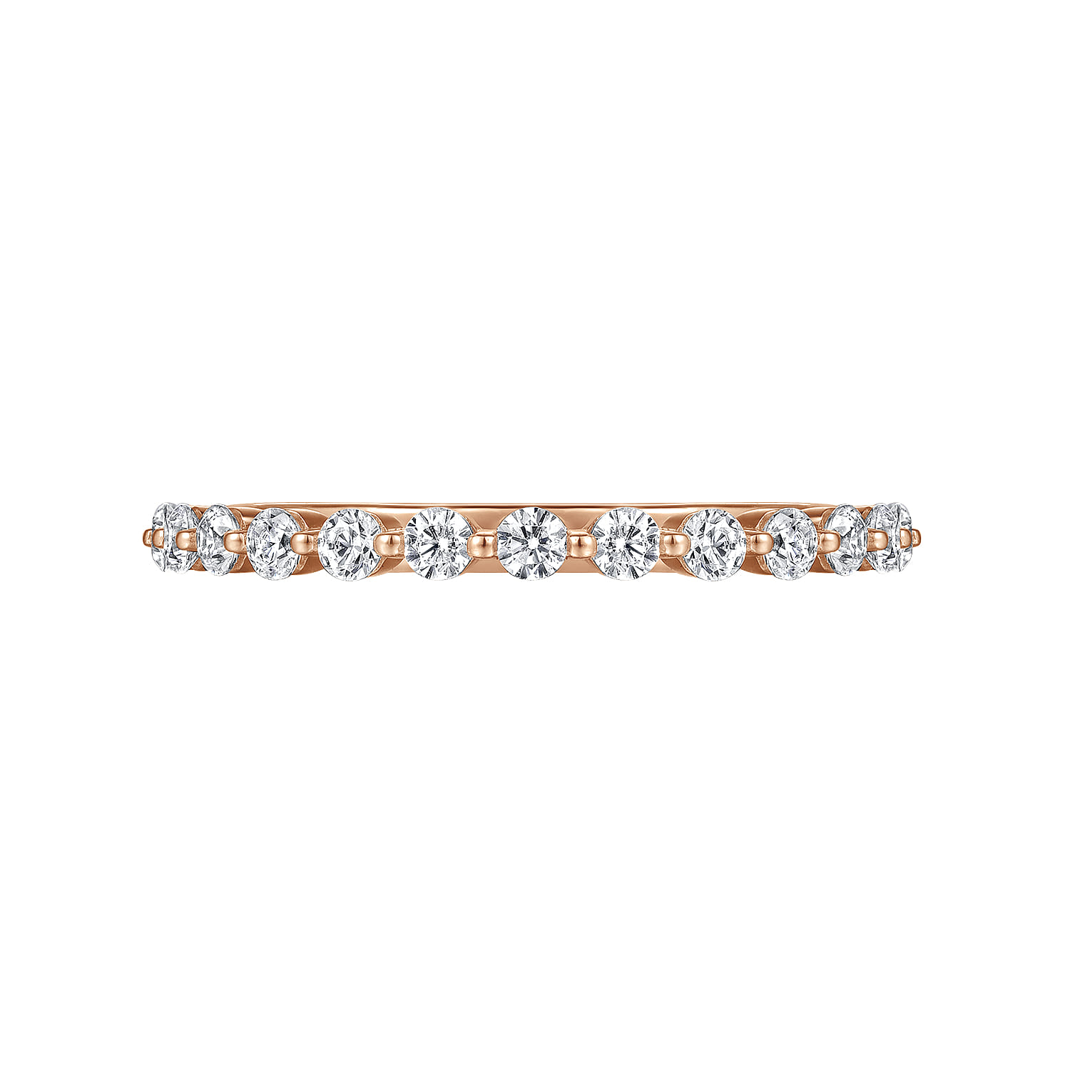Single Prong Diamond Anniversary Band in 14K Rose Gold, photograph 5