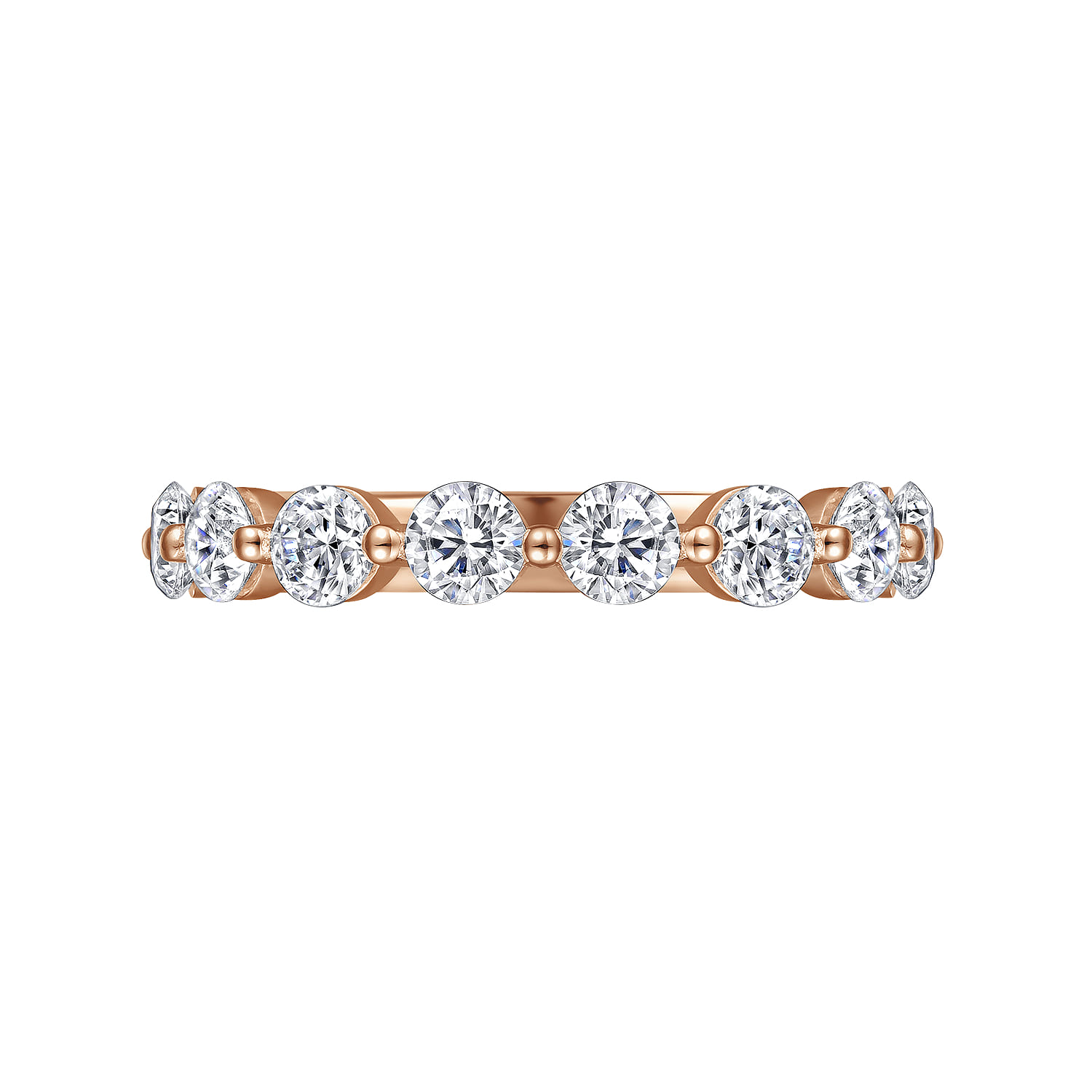 Single Prong Diamond Anniversary Band in 14K Rose Gold, photograph 5