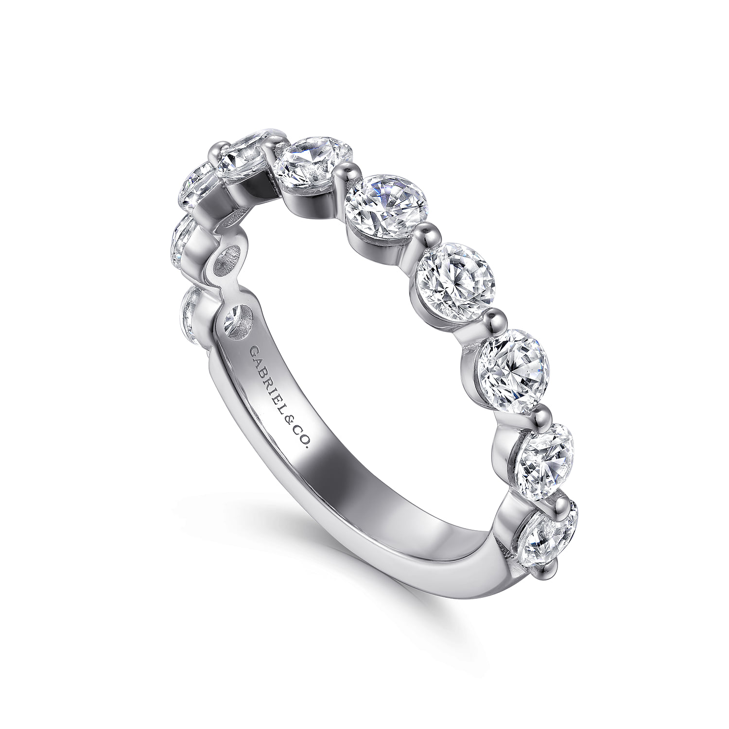 Single Prong Diamond Anniversary Band in 14K White Gold, photograph 3